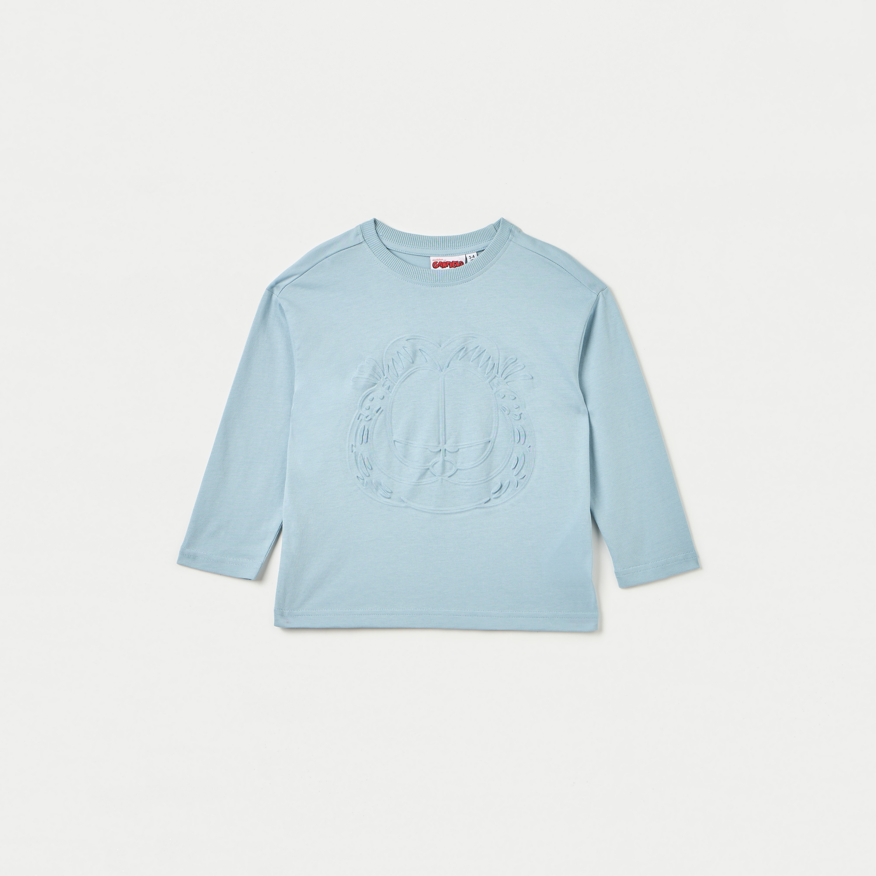 تيشيرت بياقة ضيقة وأكمام طويلة وطبعات غارفيلد-boys-clothing-tshirtsandpolos-image-1
