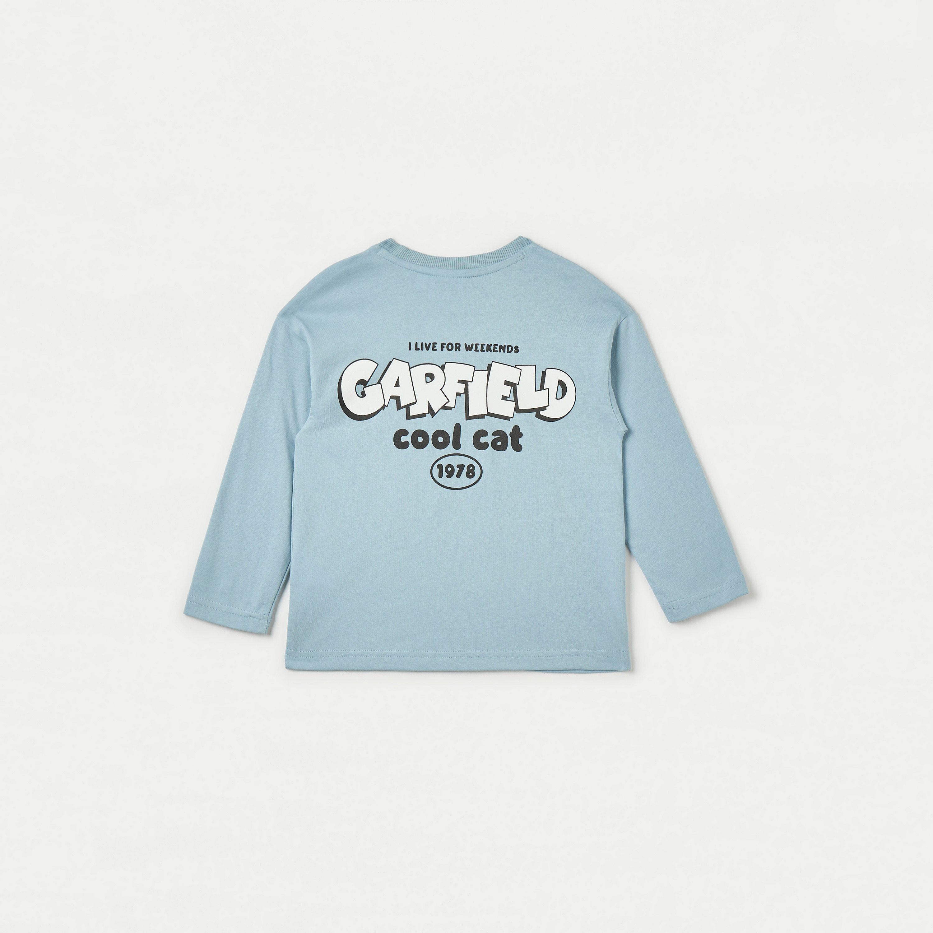 تيشيرت بياقة ضيقة وأكمام طويلة وطبعات غارفيلد-boys-clothing-tshirtsandpolos-image-3