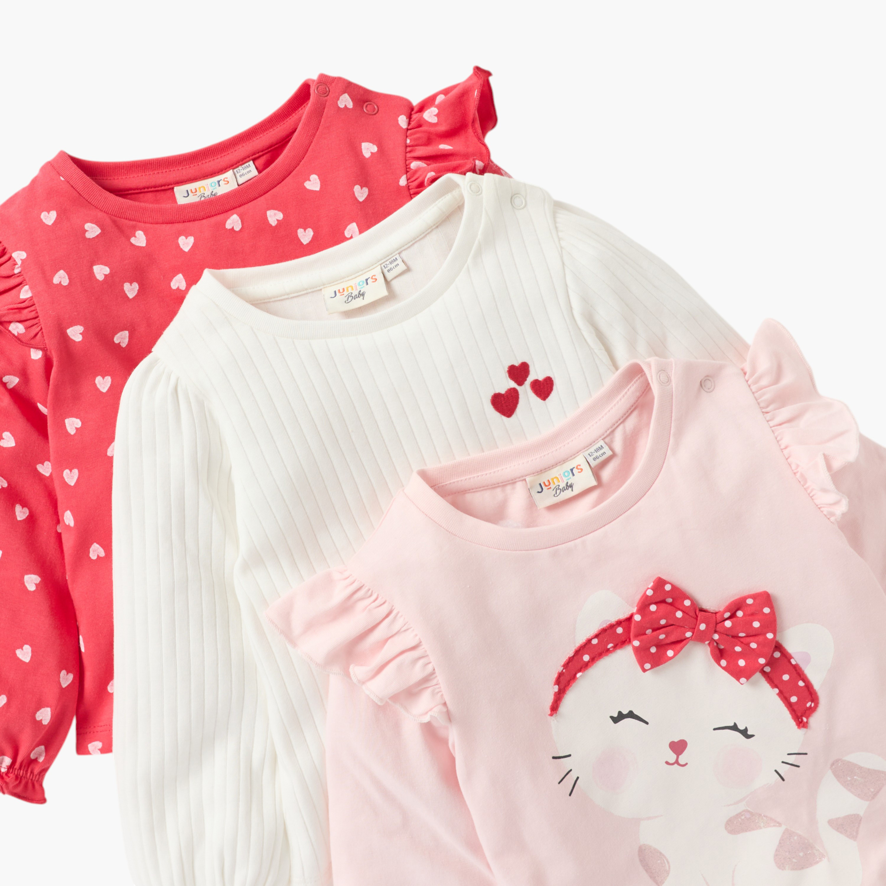 بلوزة بأكمام طويلة وطبعات من جونيورز - طقم من 3 قطع-baby-girls-clothing-tshirts-image-5