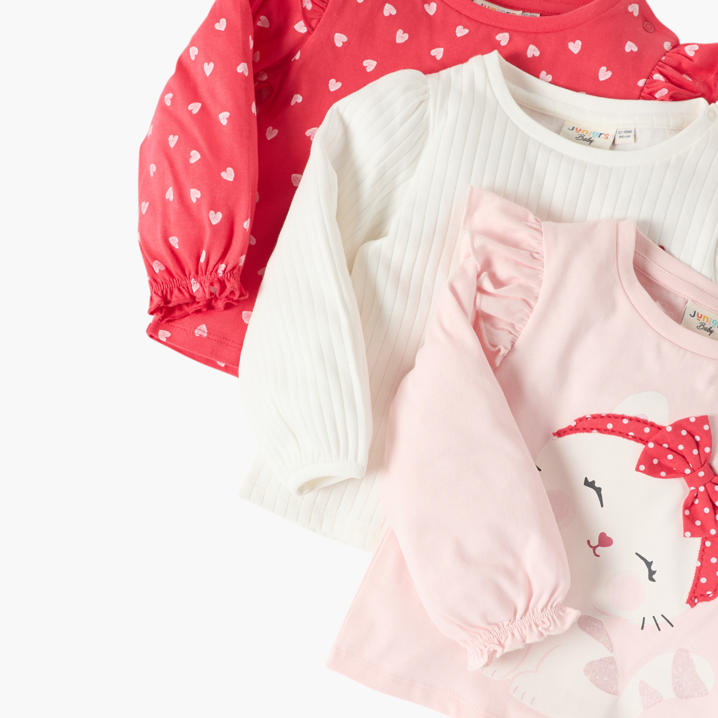 بلوزة بأكمام طويلة وطبعات من جونيورز - طقم من 3 قطع-baby-girls-clothing-tshirts-image-6