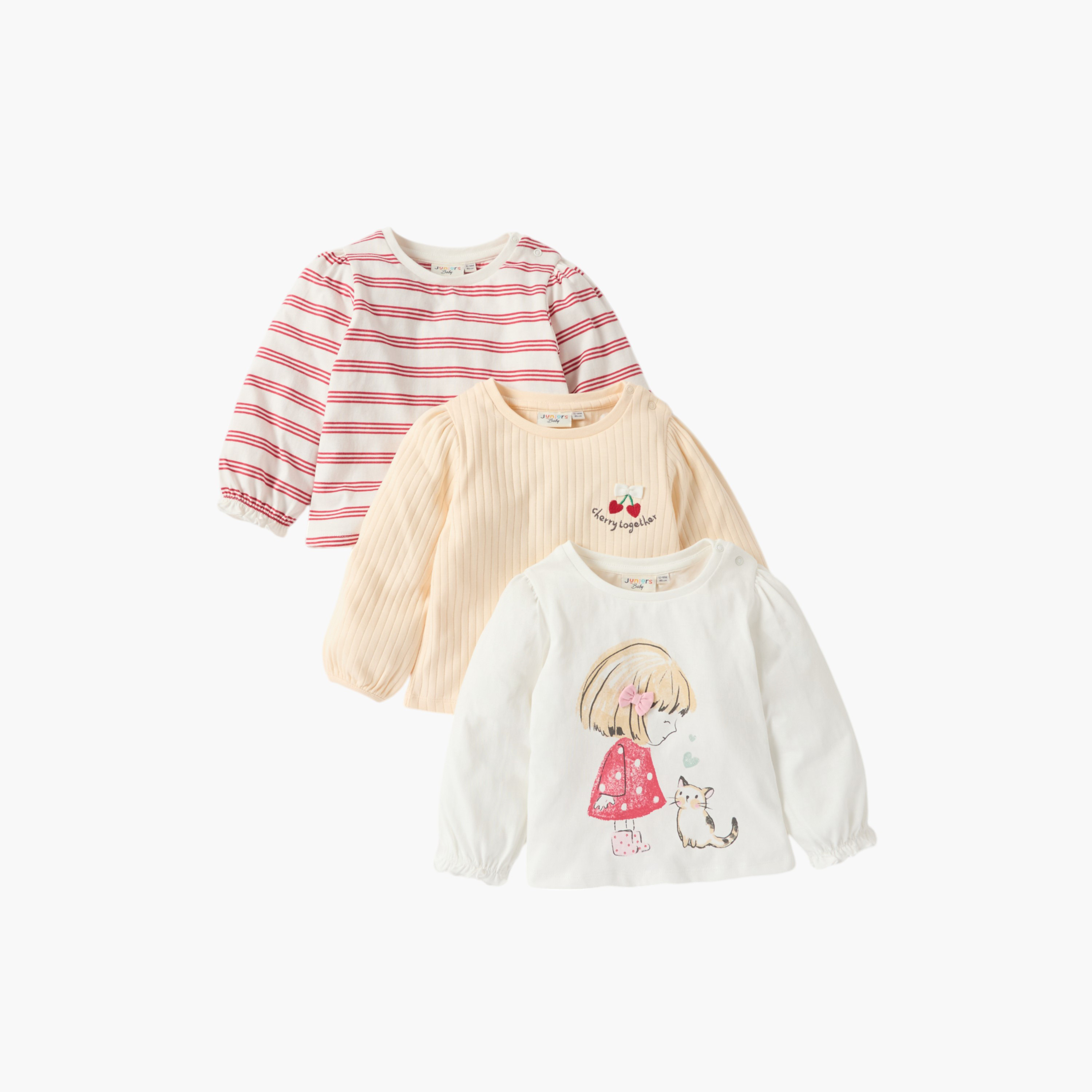 Juniors Assorted Top with Long Sleeves - Set of 3-baby-girls-clothing-tshirts-image-1