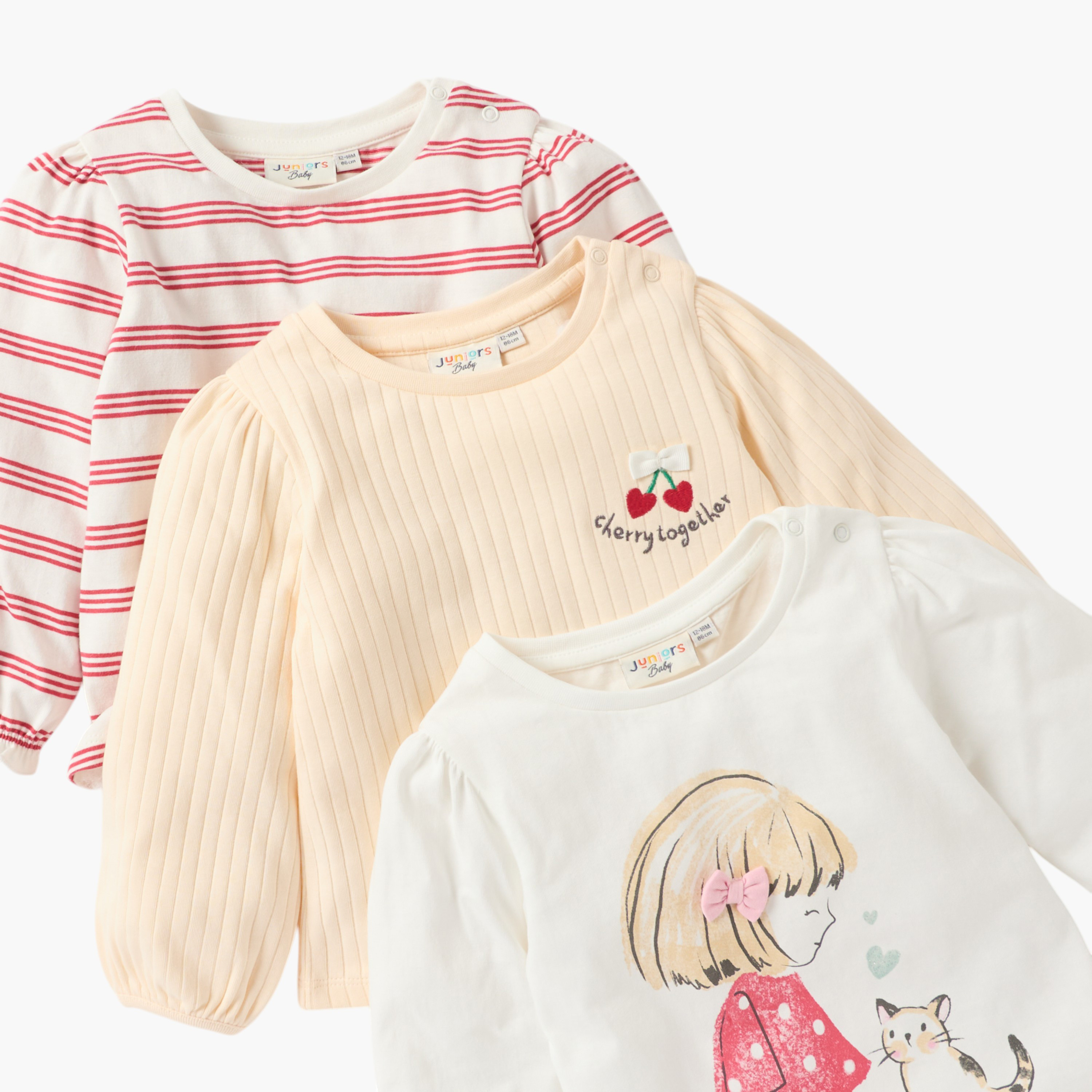 Juniors Assorted Top with Long Sleeves - Set of 3-baby-girls-clothing-tshirts-image-5