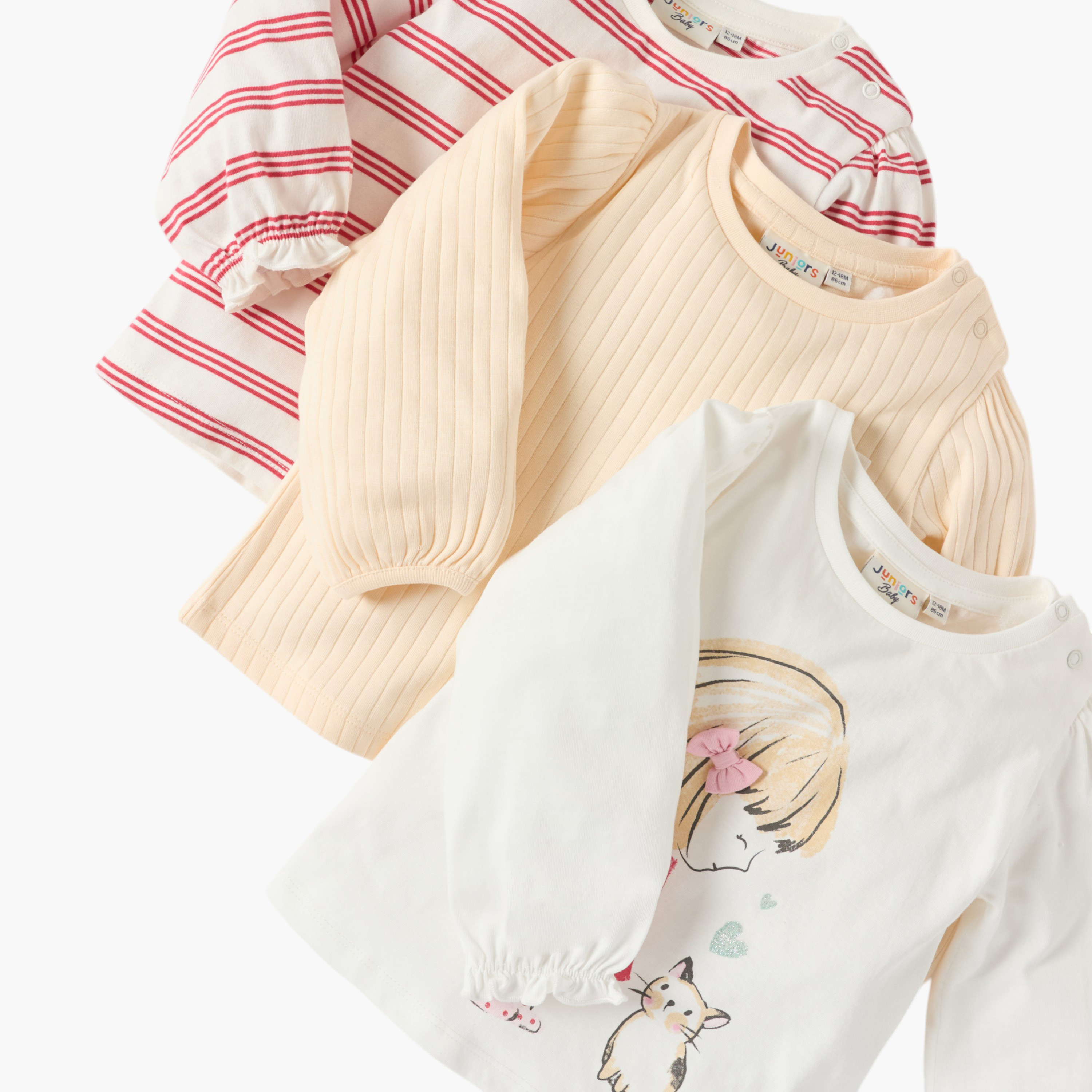 Juniors Assorted Top with Long Sleeves - Set of 3-baby-girls-clothing-tshirts-image-6
