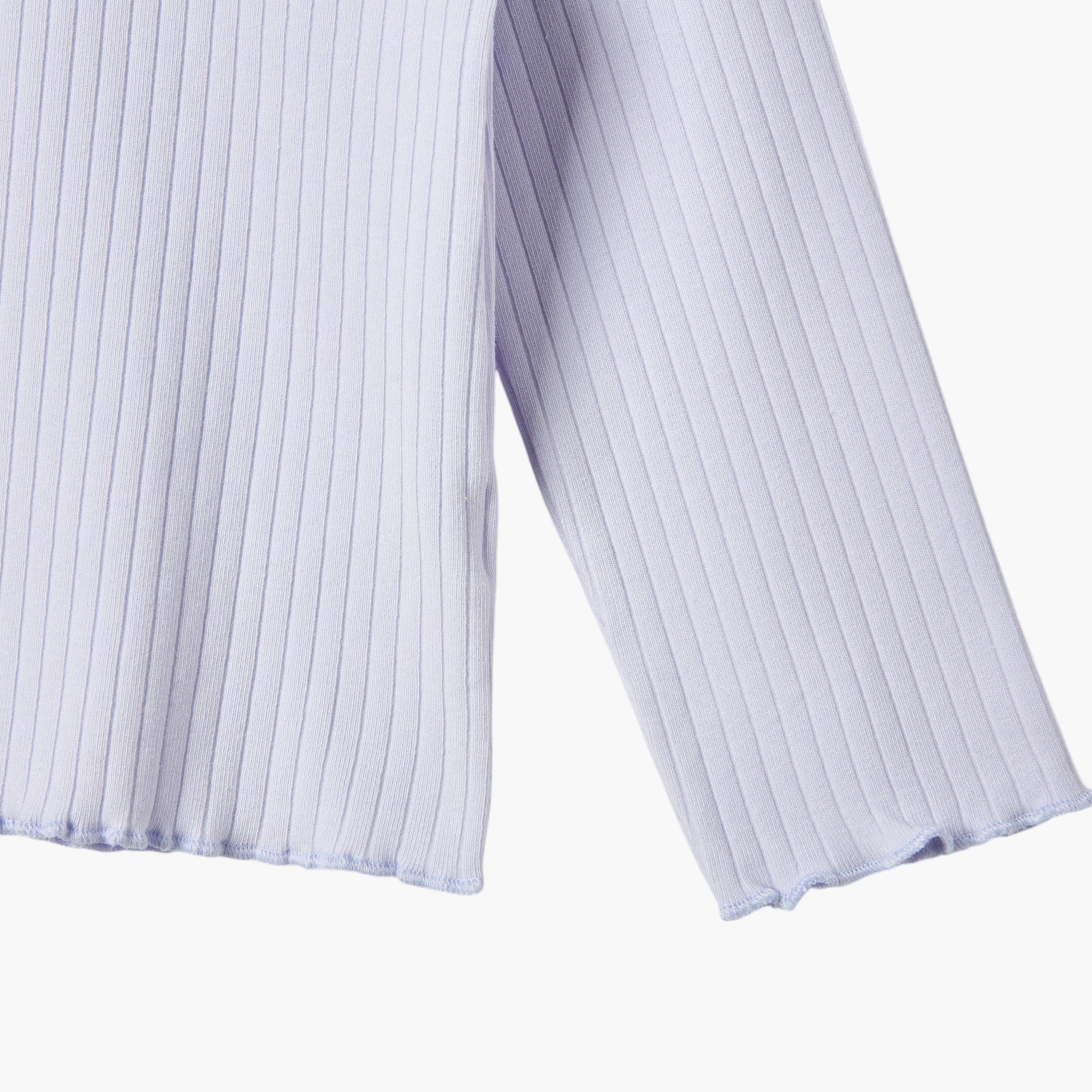 Juniors Ribbed T-shirt with Long Sleeves and Ruffle Detail-baby-girls-clothing-tshirts-image-4
