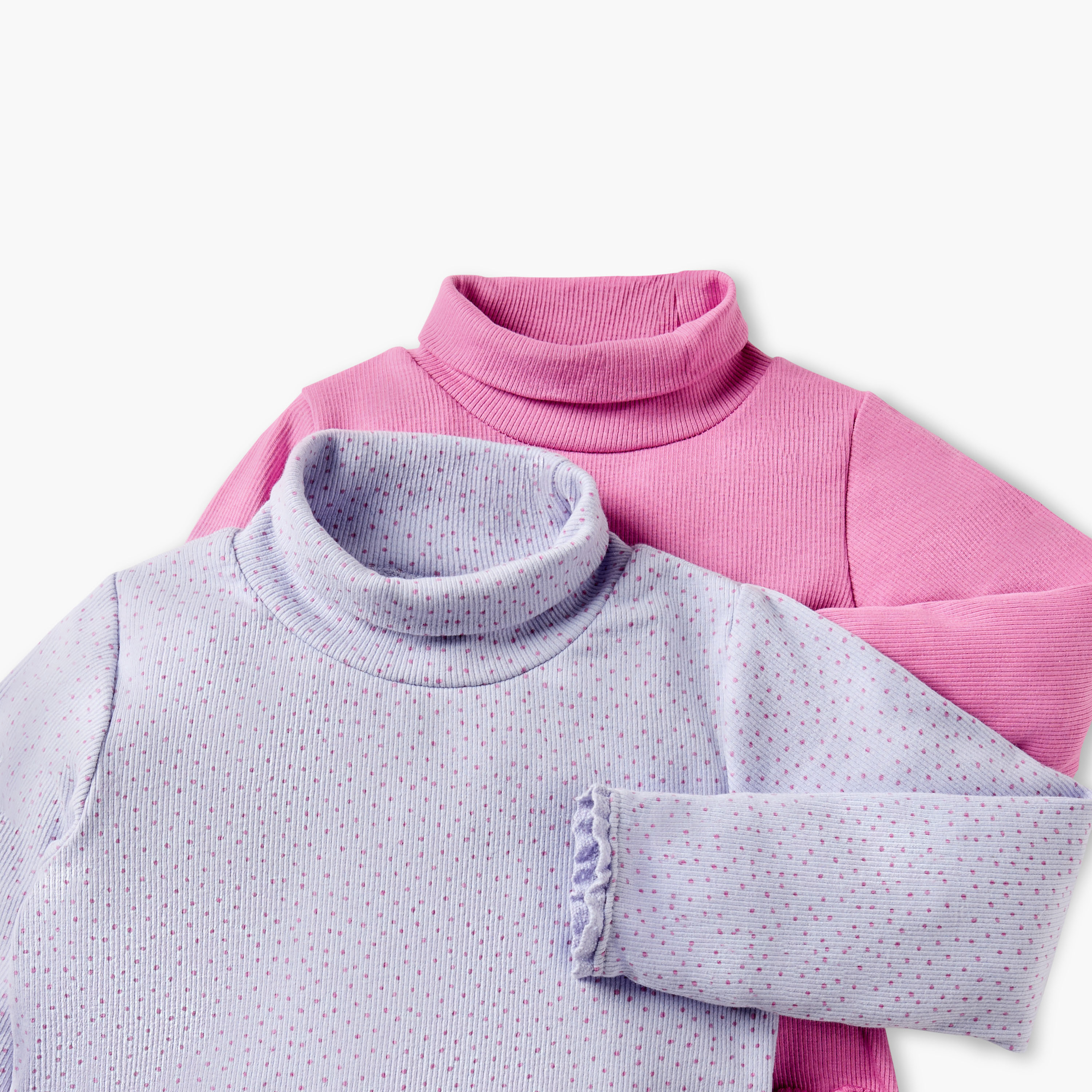 Juniors Ribbed Top with Turtle Neck and Long Sleeves - Set of 2-baby-girls-clothing-tshirts-image-4