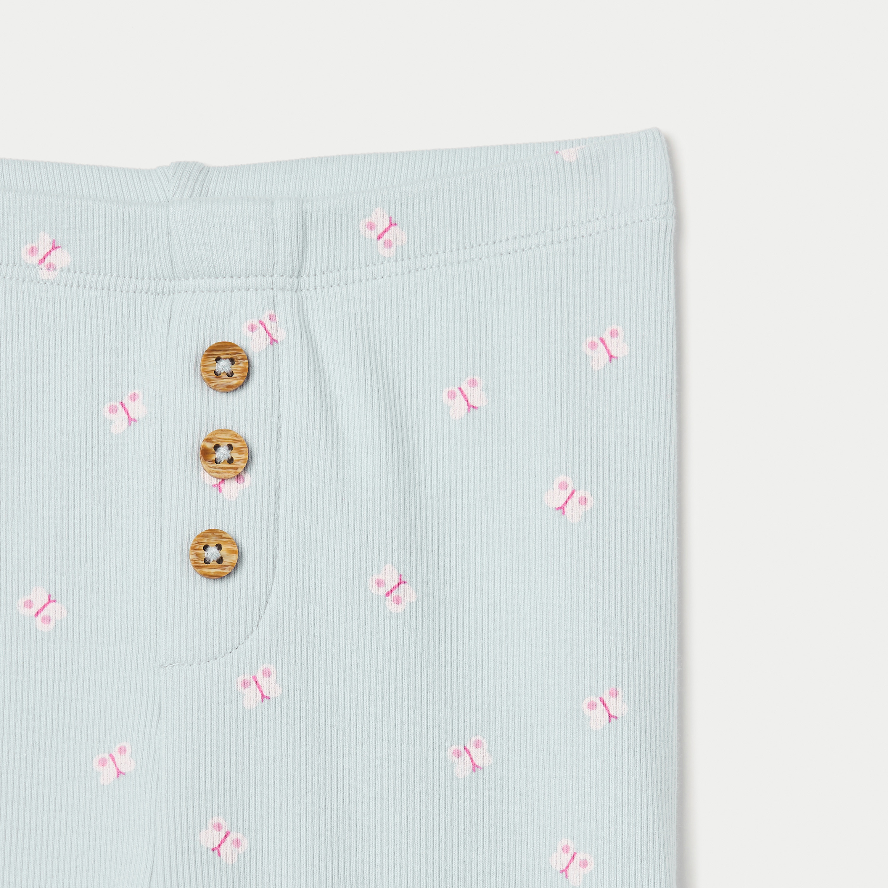 Juniors Butterfly Print Leggings with Button Detail and Lettuce Hem-baby-girls-clothing-bottoms-leggings-image-3
