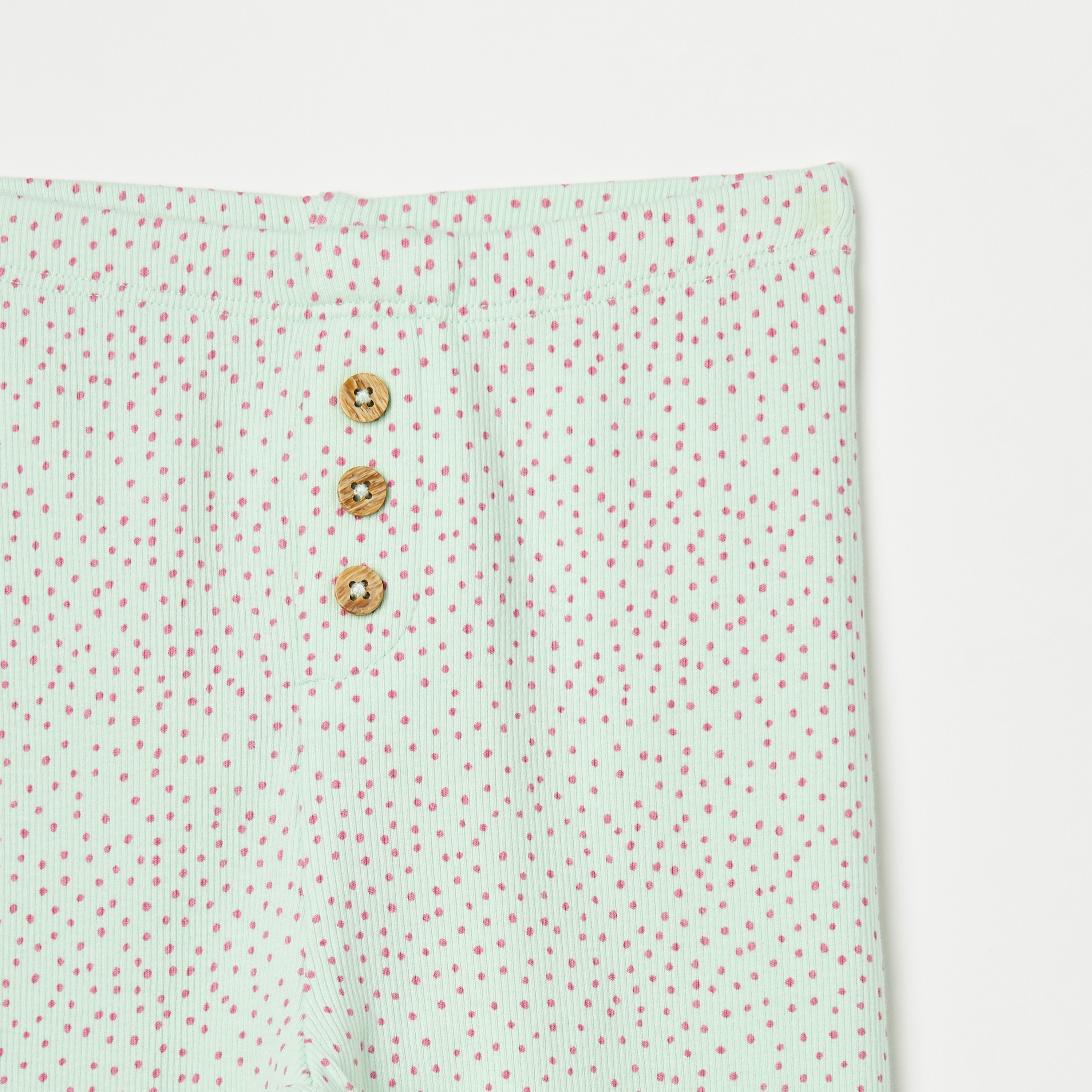 Juniors All-Over Dot Print Leggings with Button Accent and Lettuce Hem-baby-girls-clothing-bottoms-leggings-image-2