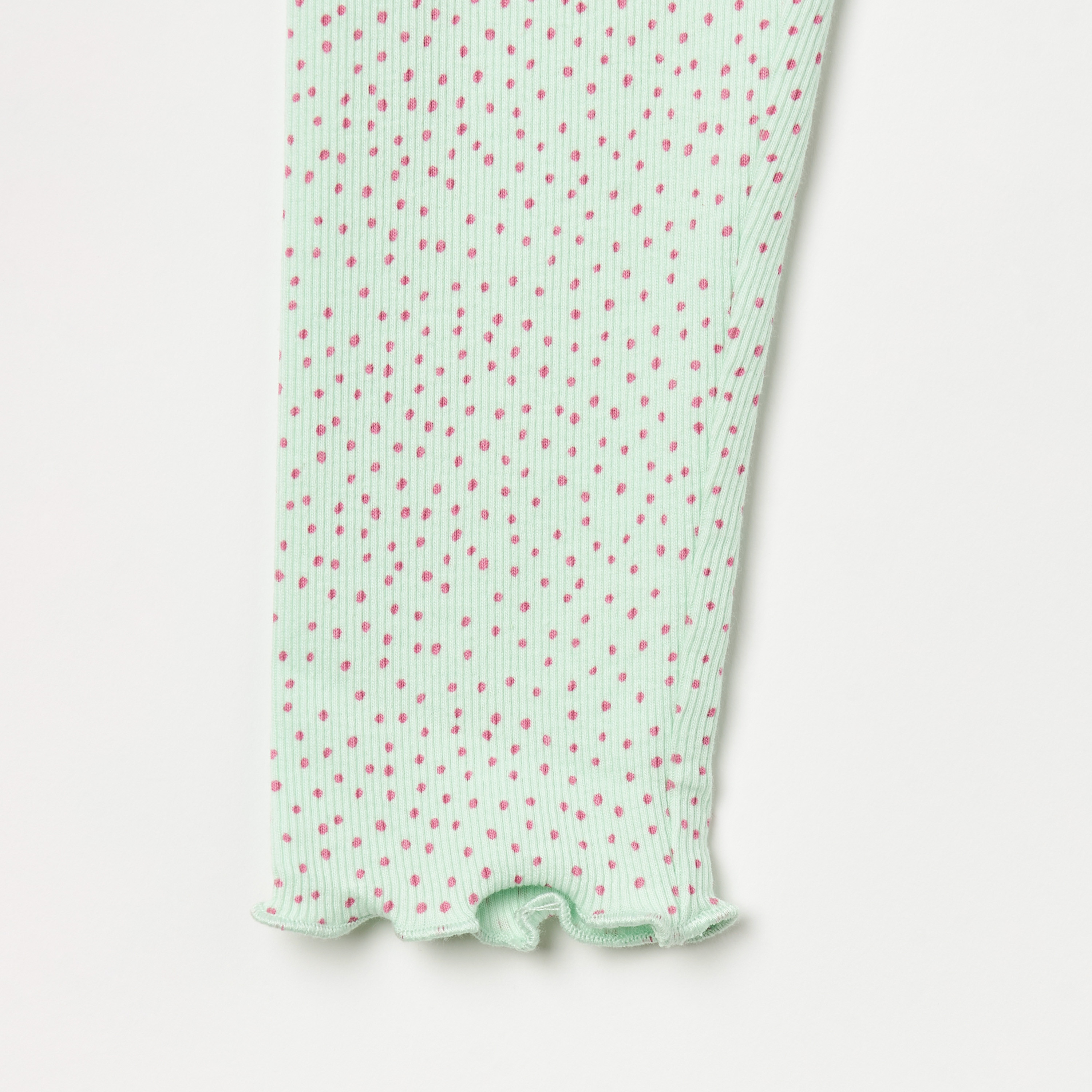 Juniors All-Over Dot Print Leggings with Button Accent and Lettuce Hem-baby-girls-clothing-bottoms-leggings-image-3
