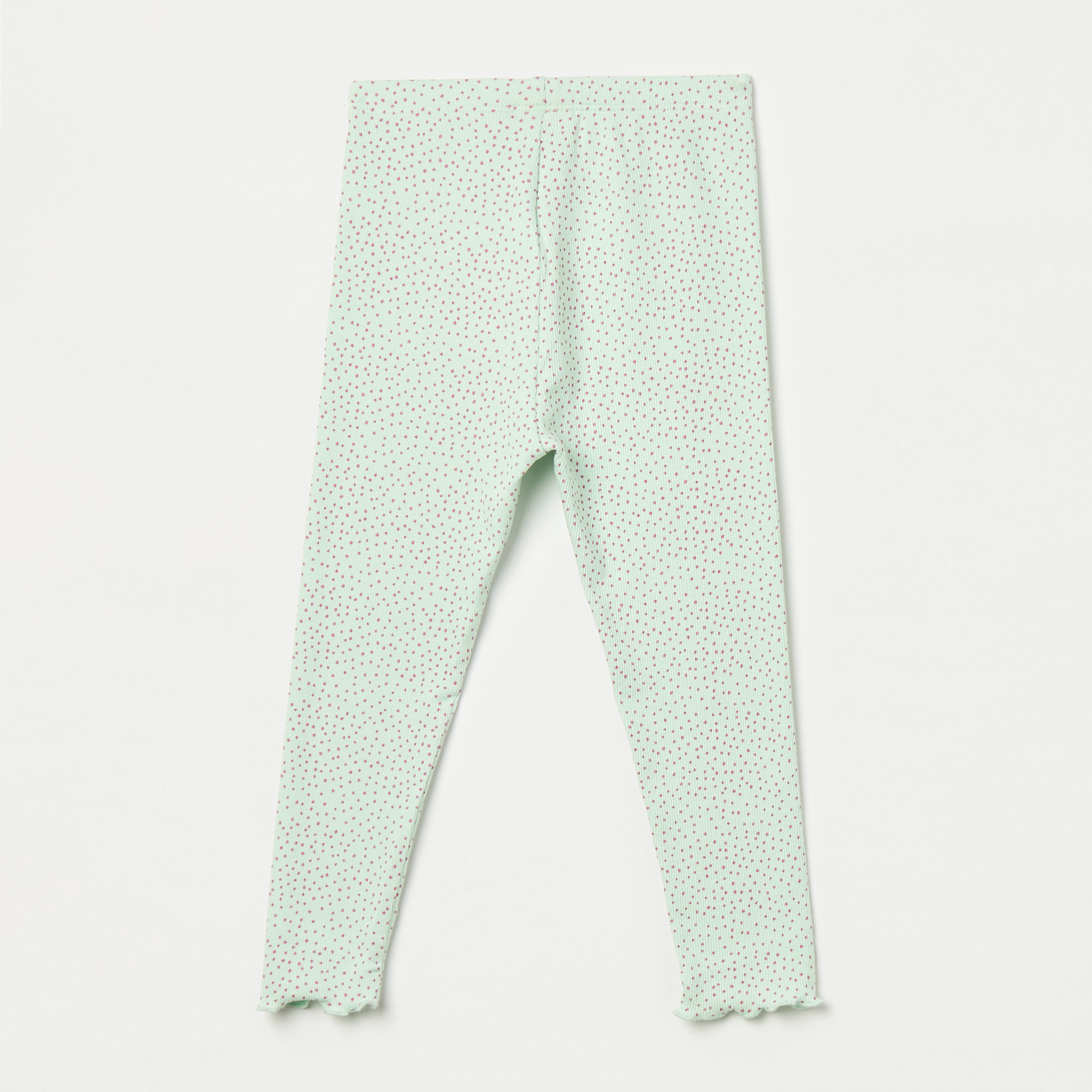 Juniors All-Over Dot Print Leggings with Button Accent and Lettuce Hem-baby-girls-clothing-bottoms-leggings-image-4