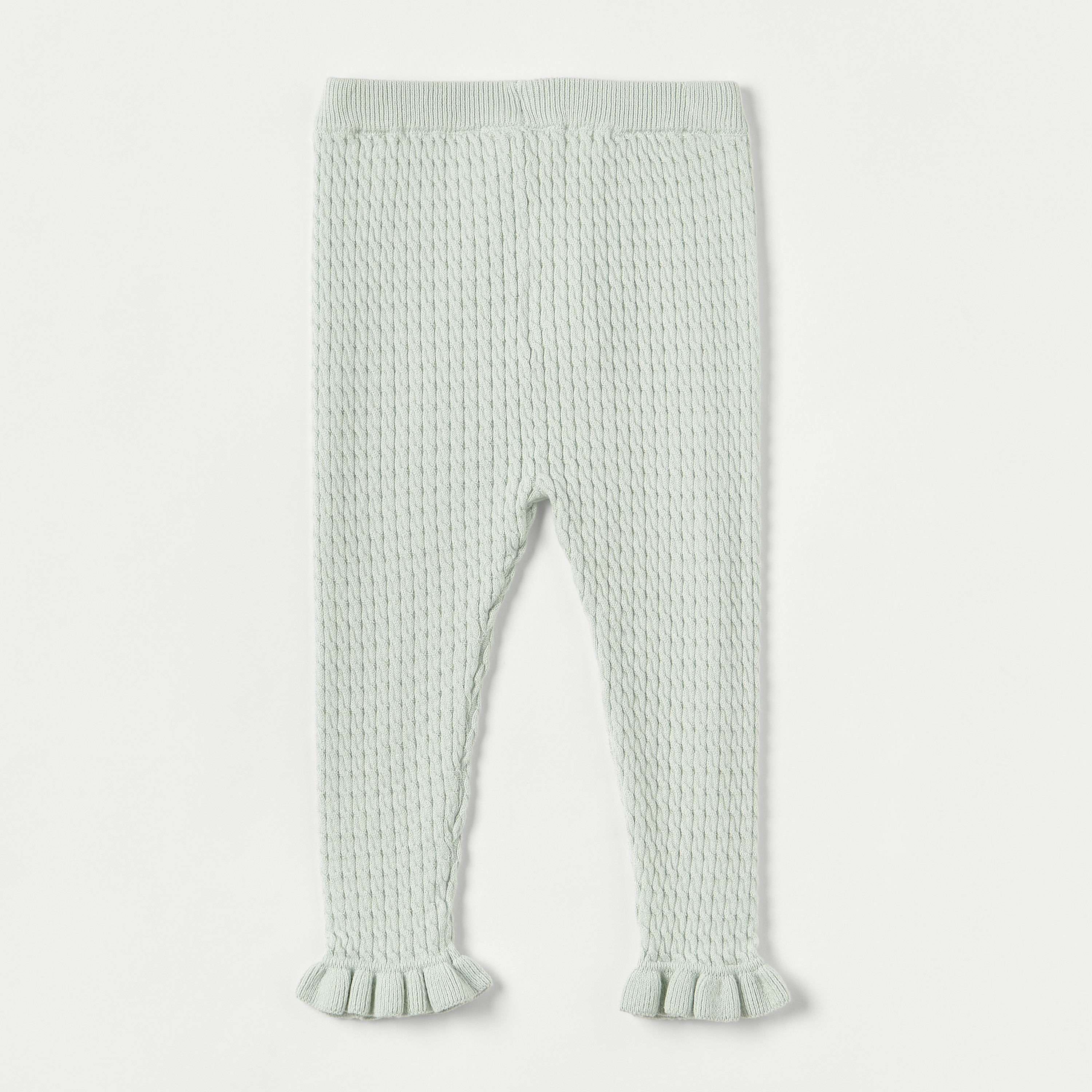Juniors Textured Leggings with Ruffled Hem and Elasticated Waistband-baby-girls-clothing-bottoms-leggings-image-2