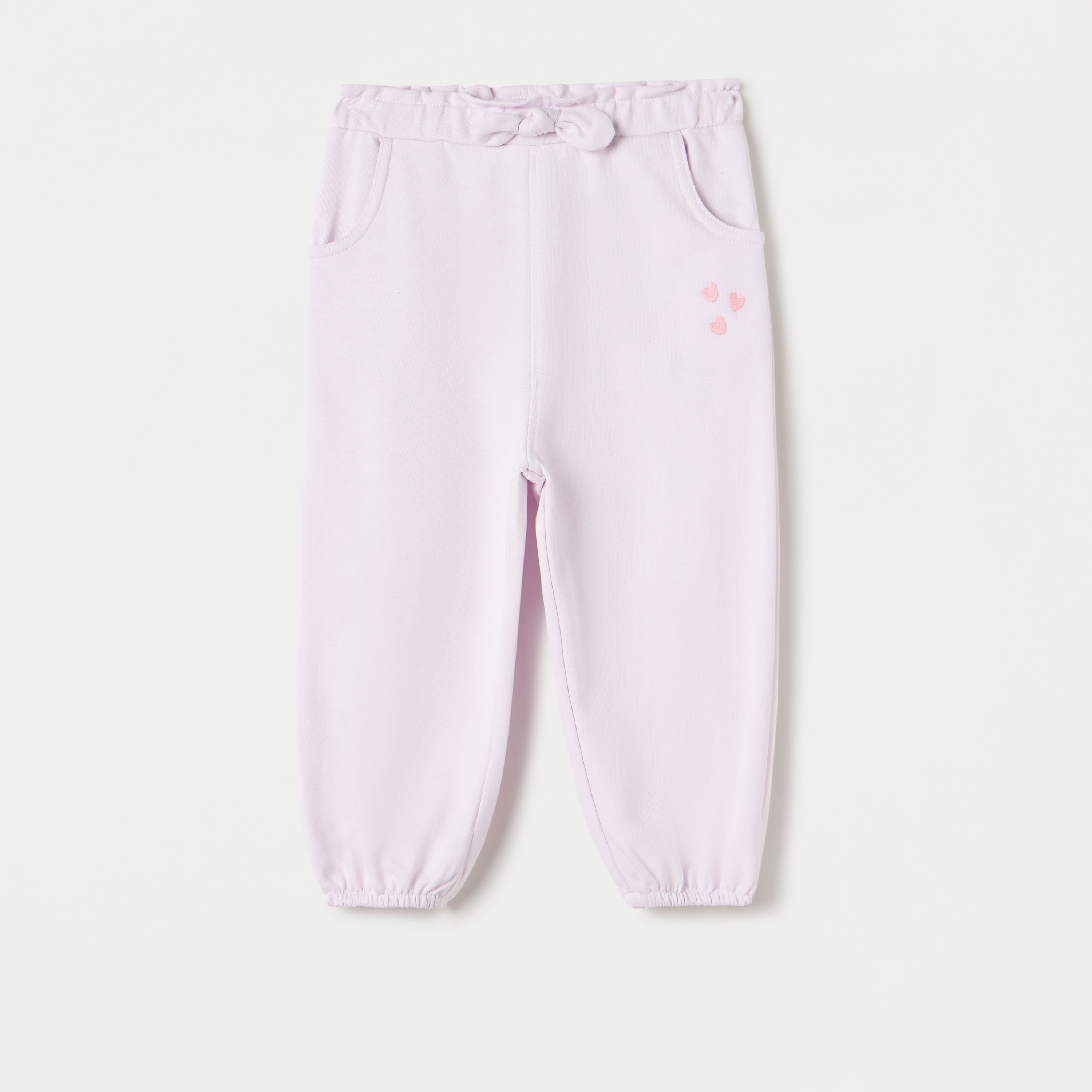 Buy Baby Girls Juniors Heart Embroidered Joggers with Elasticated Waist and Pockets Online Centrepoint UAE