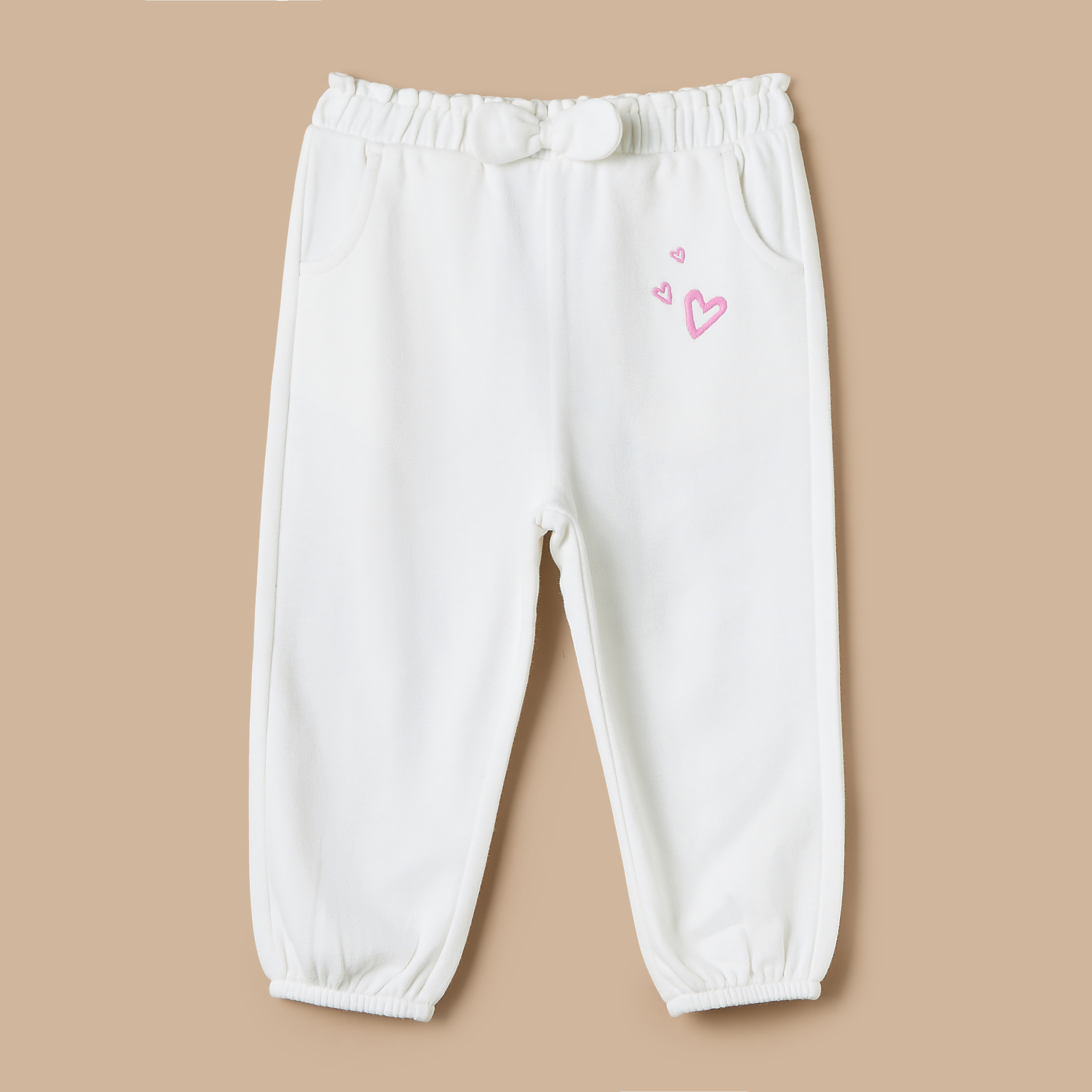 Juniors Heart Embroidered Joggers with Bow Detail and Pockets-baby-girls-clothing-bottoms-joggersandtrackpants-image-1