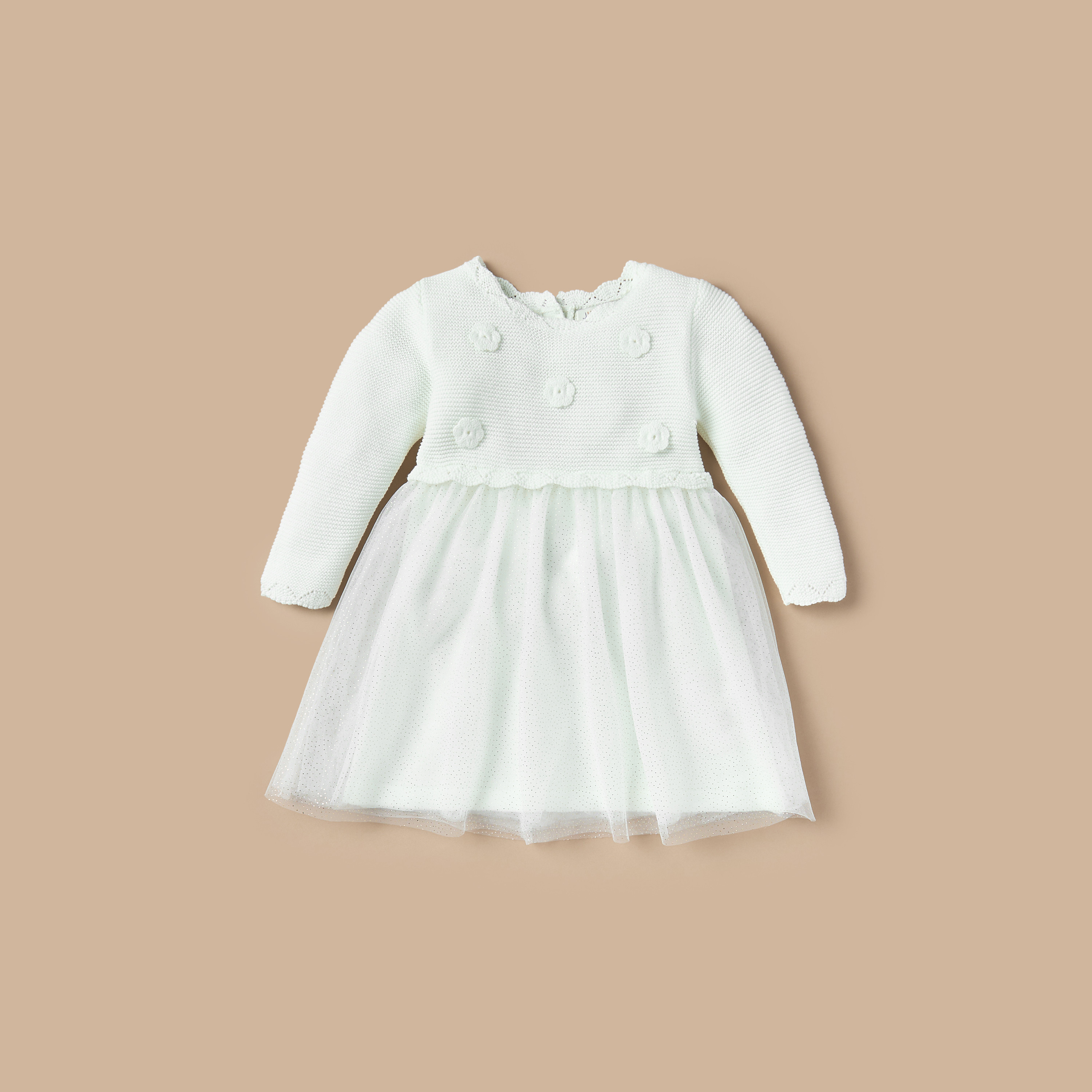 فستان إيه لاين بزينة أزهار مع سروال تحتاني من جونيورز-baby-girls-clothing-winterwear-dresses-image-2