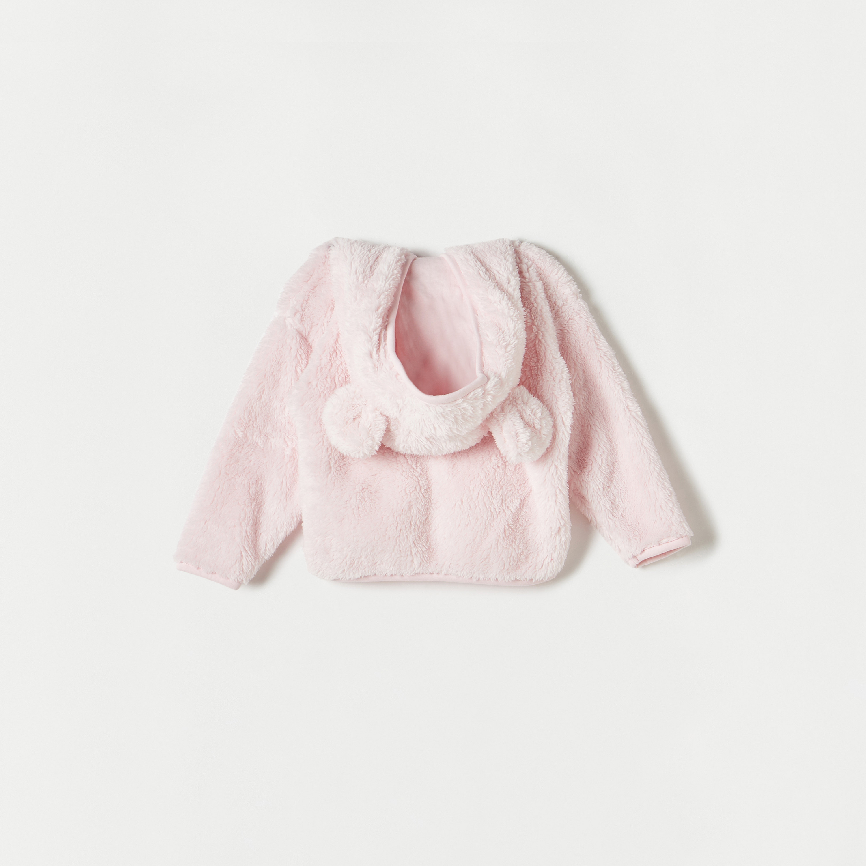Juniors Bunny Applique Hooded Pullover with Long Sleeves and Zip Closure-baby-girls-clothing-winterwear-jacketsandcoats-image-4