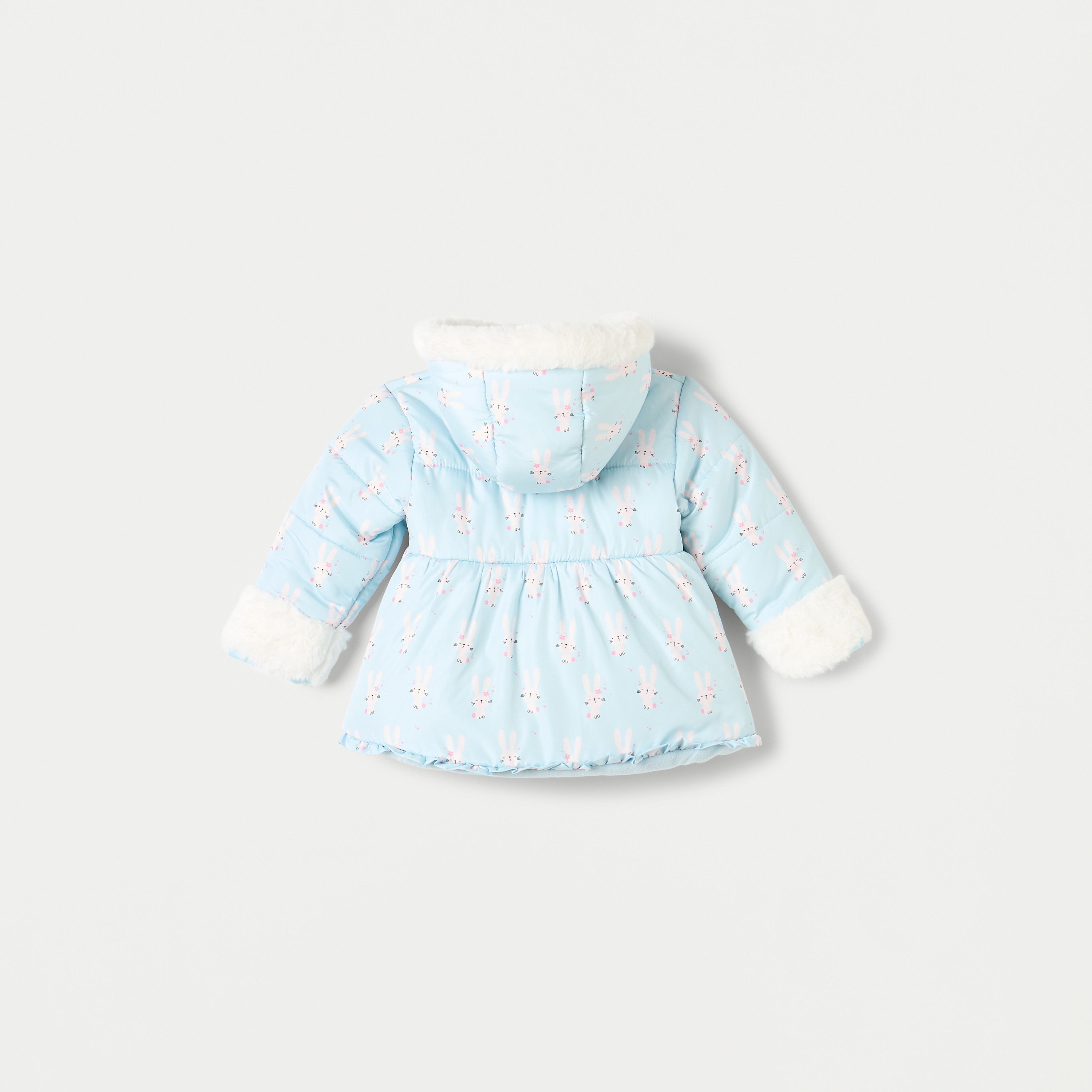 جاكيت ثقيل بطبعات أرنب مع قبعة من جونيورز-baby-girls-clothing-winterwear-jacketsandcoats-image-2