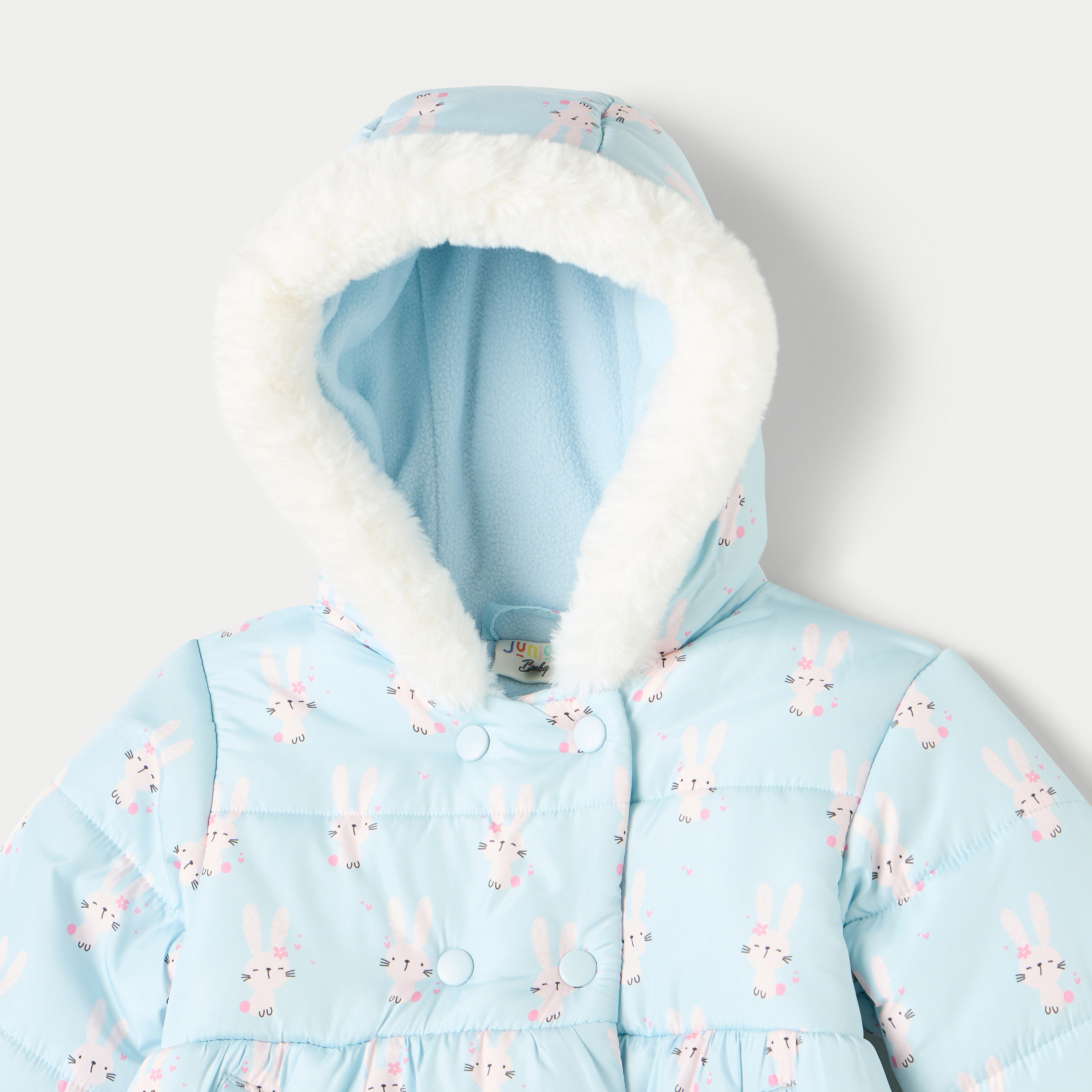 جاكيت ثقيل بطبعات أرنب مع قبعة من جونيورز-baby-girls-clothing-winterwear-jacketsandcoats-image-3