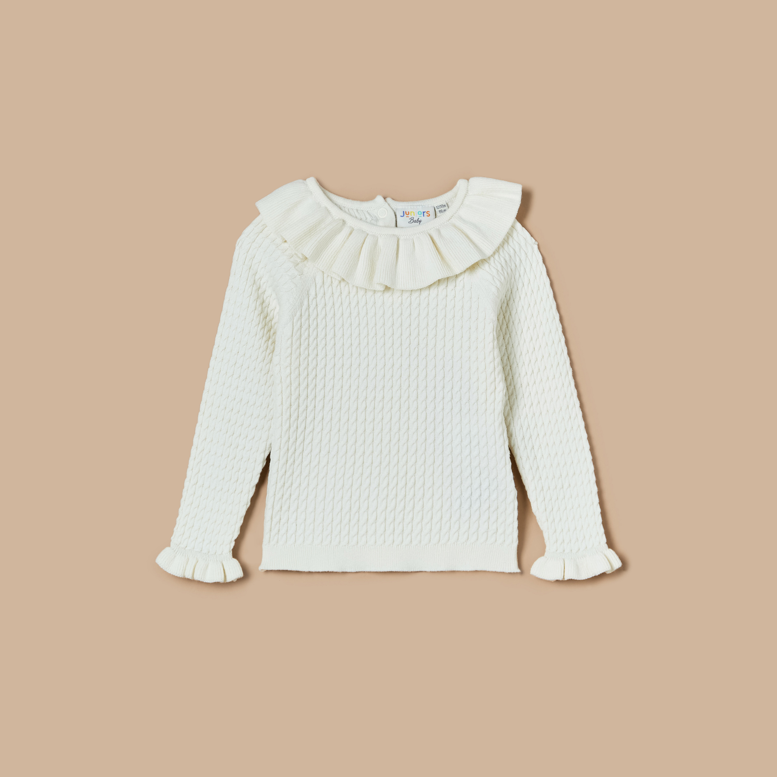 بلوفر بارز الملمس بياقة ضيّقة وأكمام طويلة من جونيورز-baby-girls-clothing-jumpersandcardigans-image-5