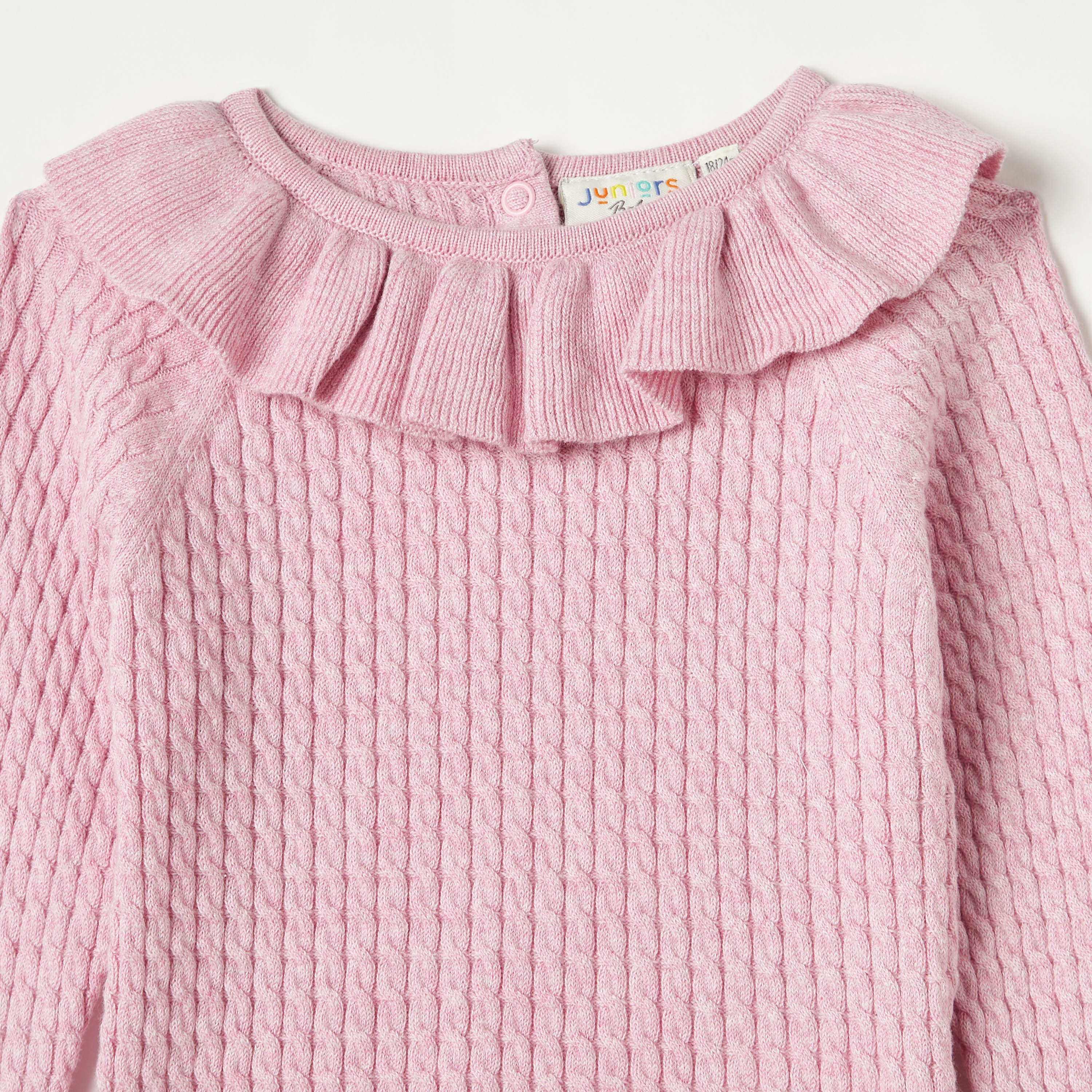 Juniors Textured Pullover with Long Sleeves and Ruffles-baby-girls-clothing-jumpersandcardigans-image-3