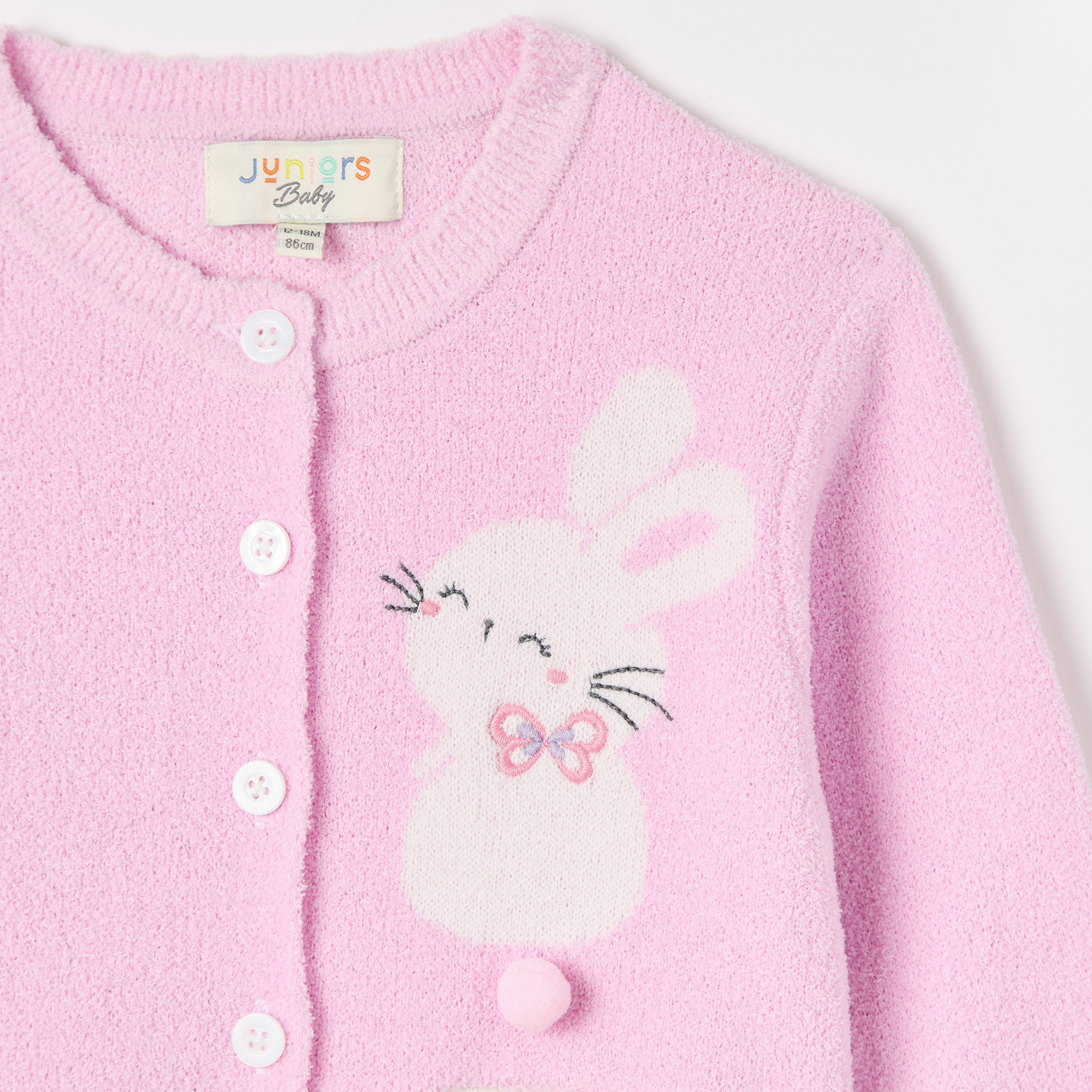 Juniors Bunny Detail Long Sleeves Cardigan with Button Closure-baby-girls-clothing-jumpersandcardigans-image-2