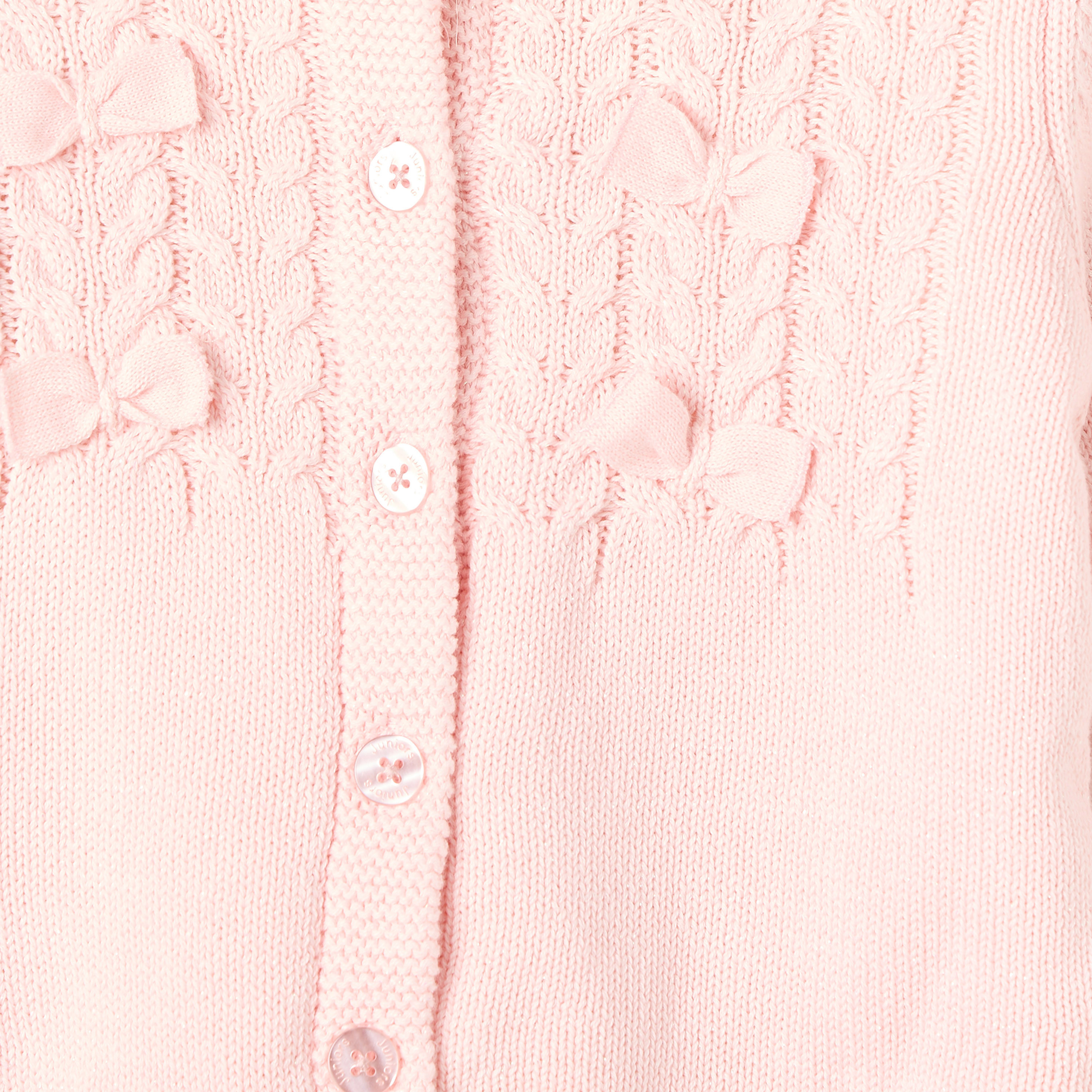 كارديجان بقبعة بارز الملمس بأكمام طويلة وتفاصيل فيونكة من جونيورز-baby-girls-clothing-jumpersandcardigans-image-1