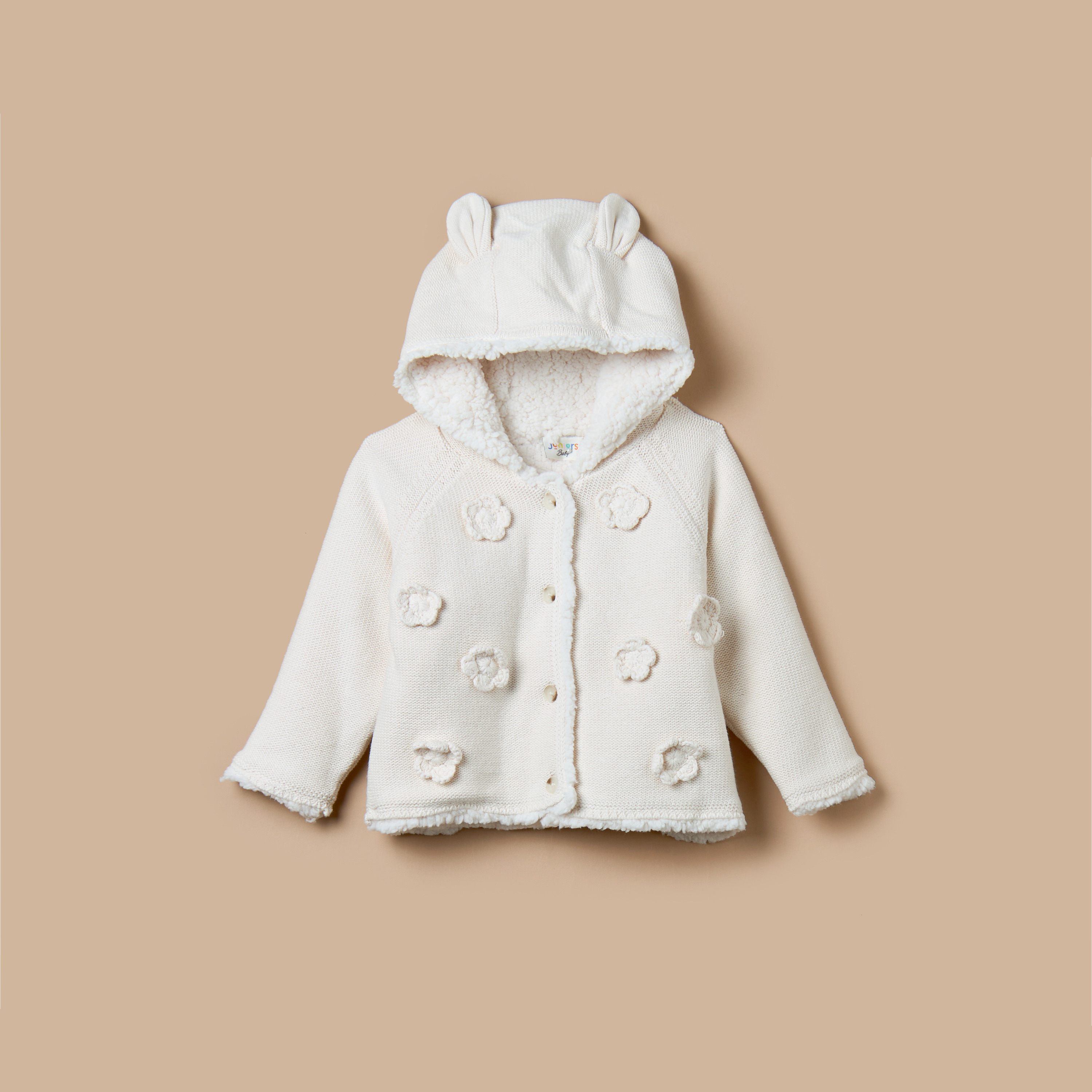 Juniors Floral Embroidered Hooded Cardigan with Long Sleeves and Button Closure-baby-girls-clothing-jumpersandcardigans-image-1