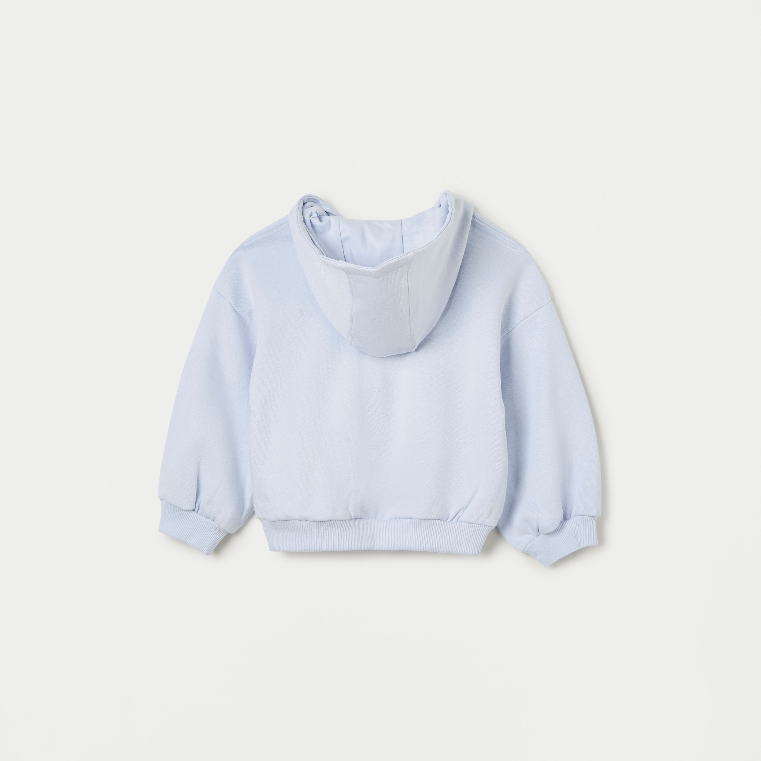 Juniors Solid Hooded Sweatshirt with Zip Closure and Long Sleeves-baby-girls-clothing-sweatshirts-image-2