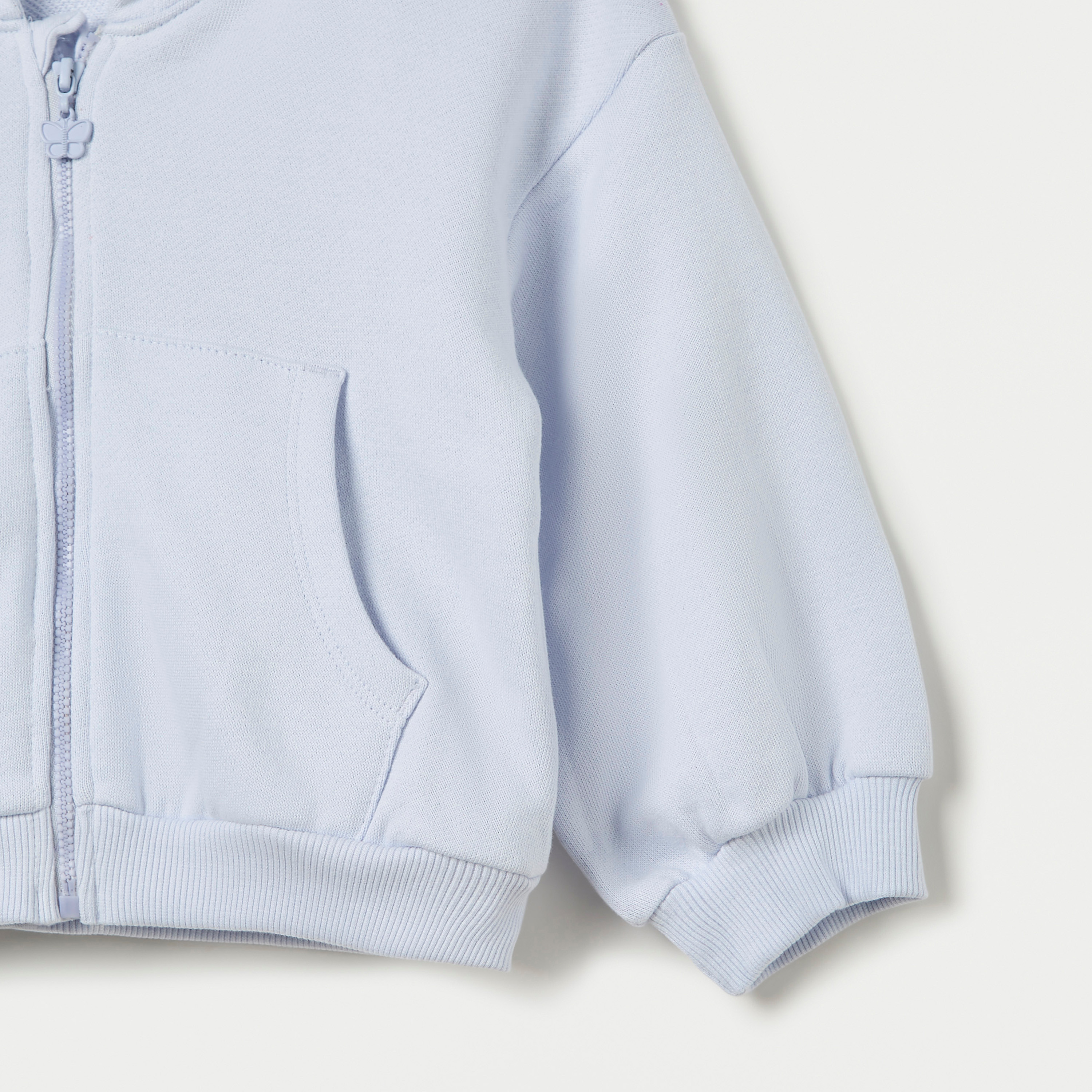Juniors Solid Hooded Sweatshirt with Zip Closure and Long Sleeves-baby-girls-clothing-sweatshirts-image-4
