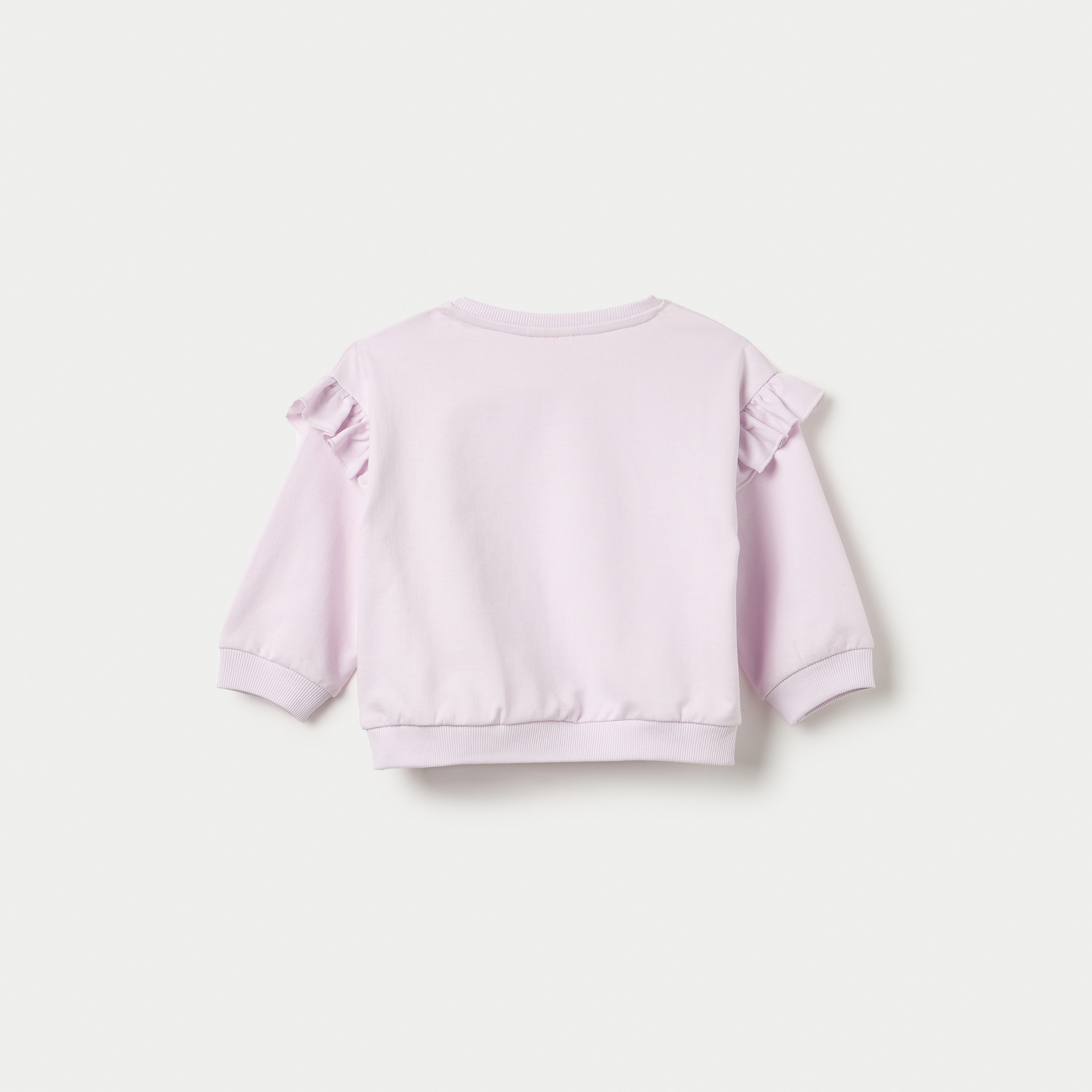 Juniors Cat Applique Sweatshirt with Long Sleeves-baby-girls-clothing-winterwear-sweatshirts-image-4