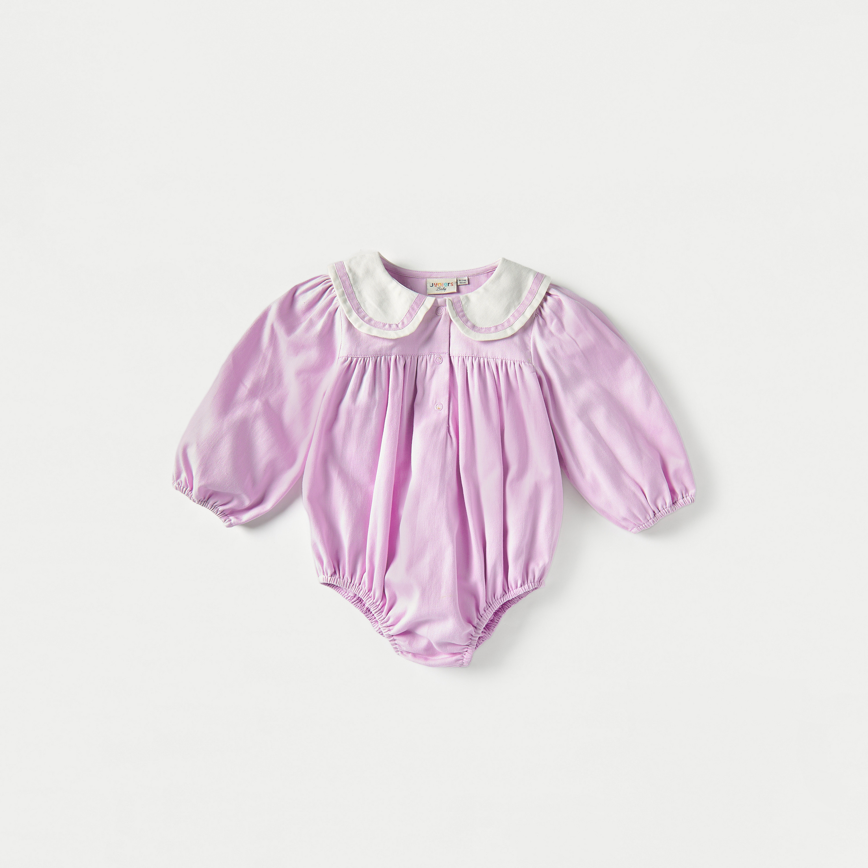 أفرول سادة بياقة بيتر بان وأكمام طويلة من جونيورز-baby-girls-clothing-rompers-image-1