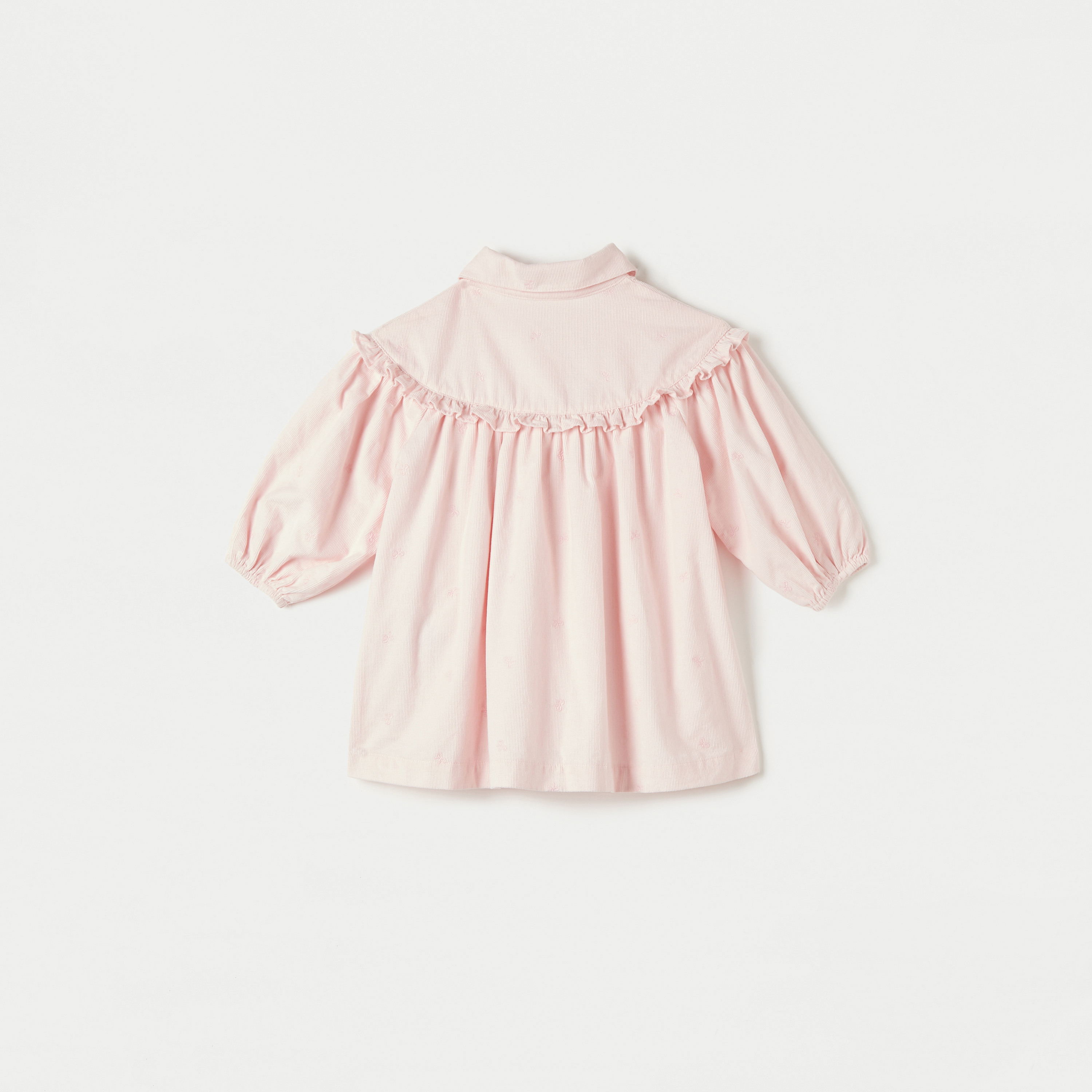 Juniors Ribbed Shirt Dress with Collar and Ruffle Detail-baby-girls-clothing-dressesandjumpsuits-image-2