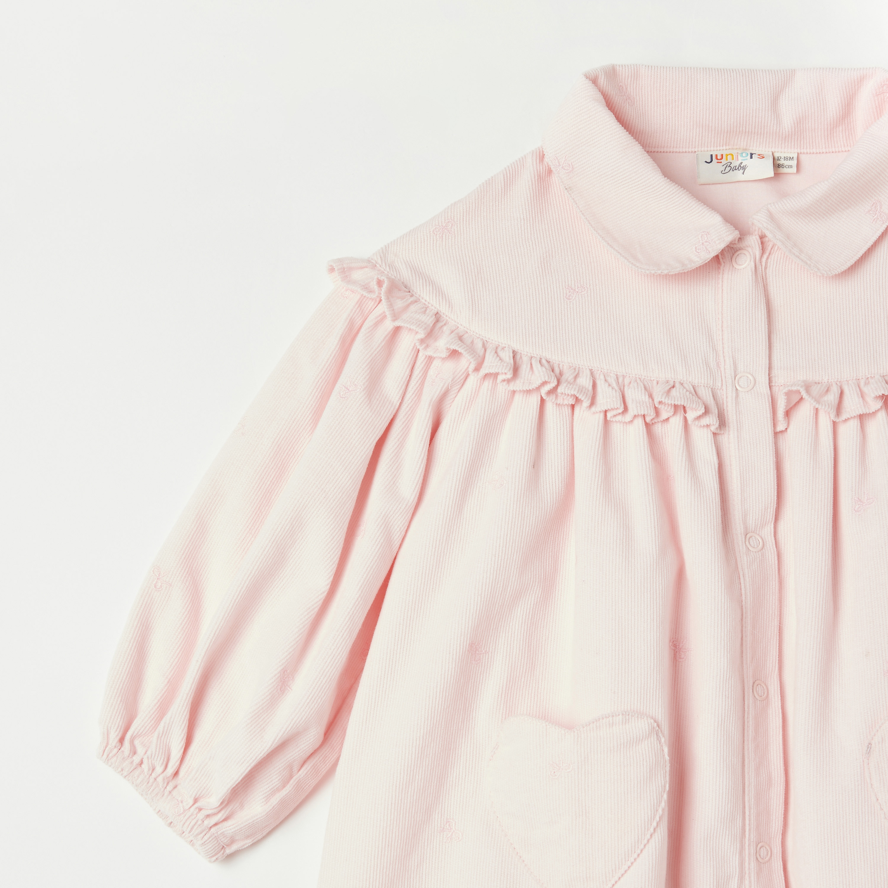 Juniors Ribbed Shirt Dress with Collar and Ruffle Detail-baby-girls-clothing-dressesandjumpsuits-image-3
