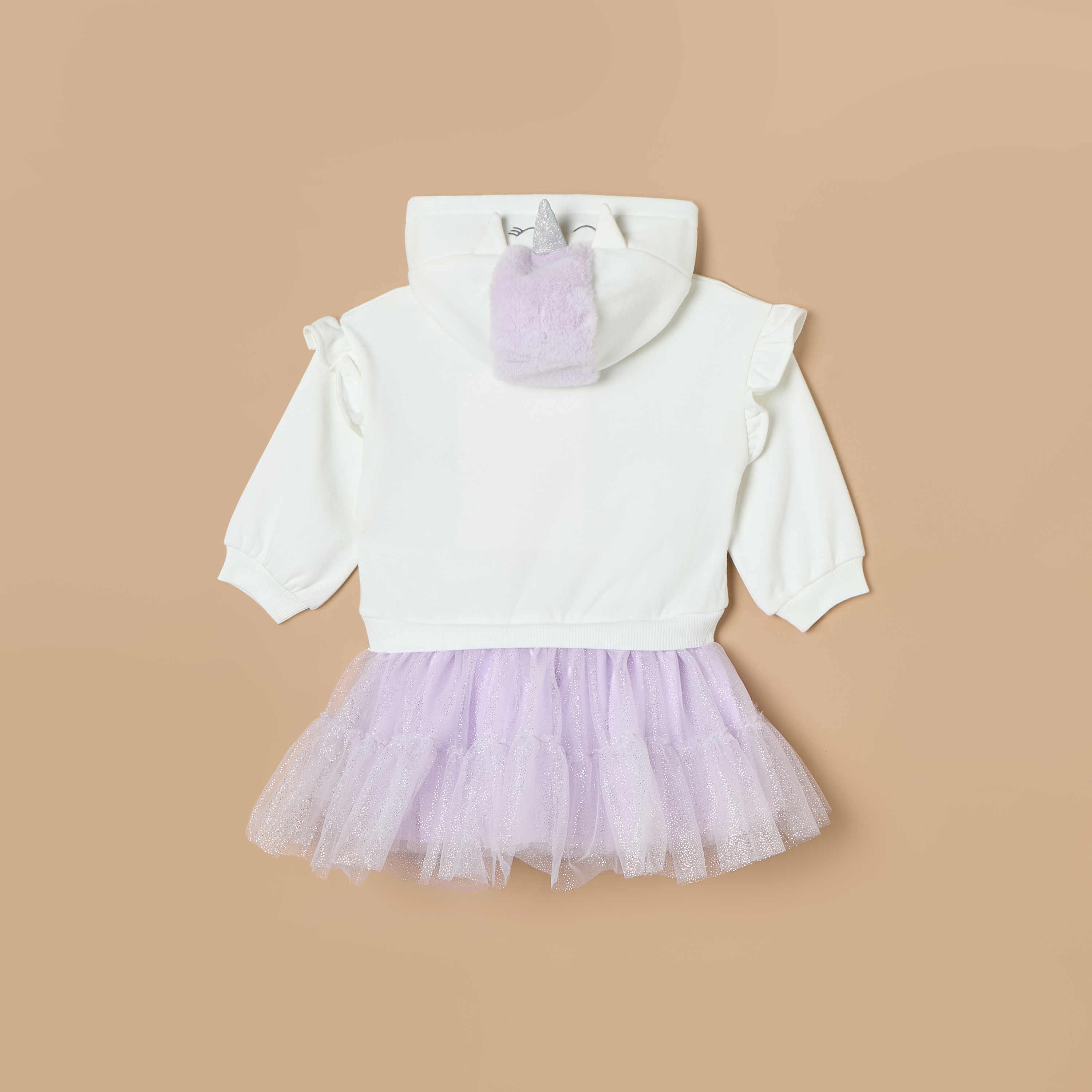 فستان سويت بأكمام طويلة وقبعة وزخارف يونيكورن من جونيورز-baby-girls-clothing-dressesandjumpsuits-image-4