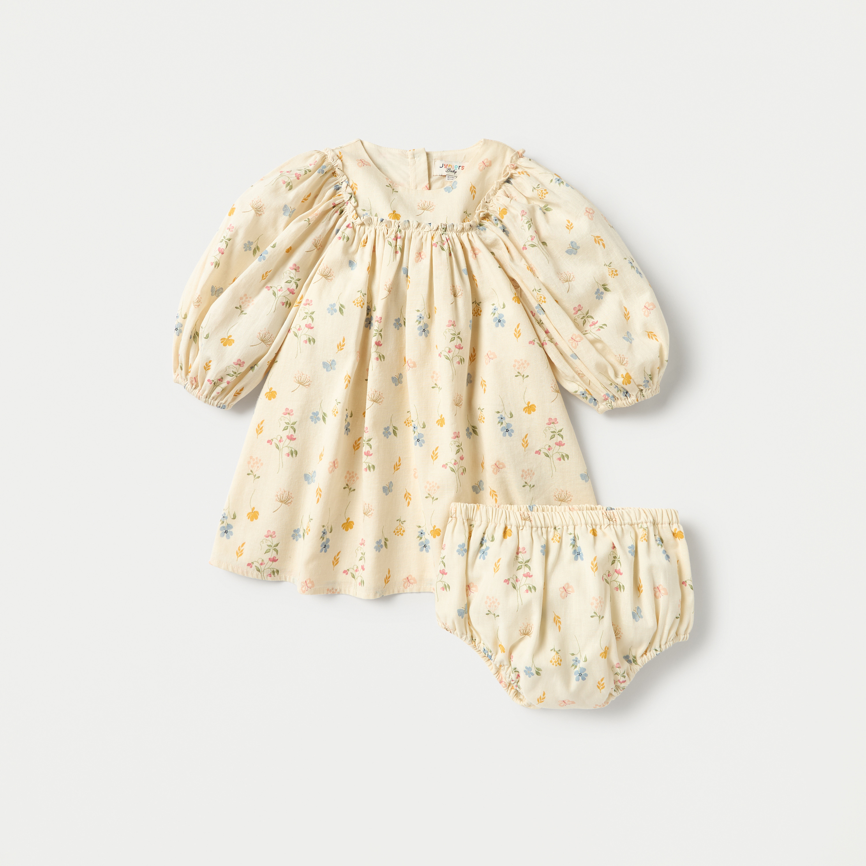 Juniors Floral Print Long Sleeves Empire Dress with Bloomers-baby-girls-clothing-dressesandjumpsuits-image-1