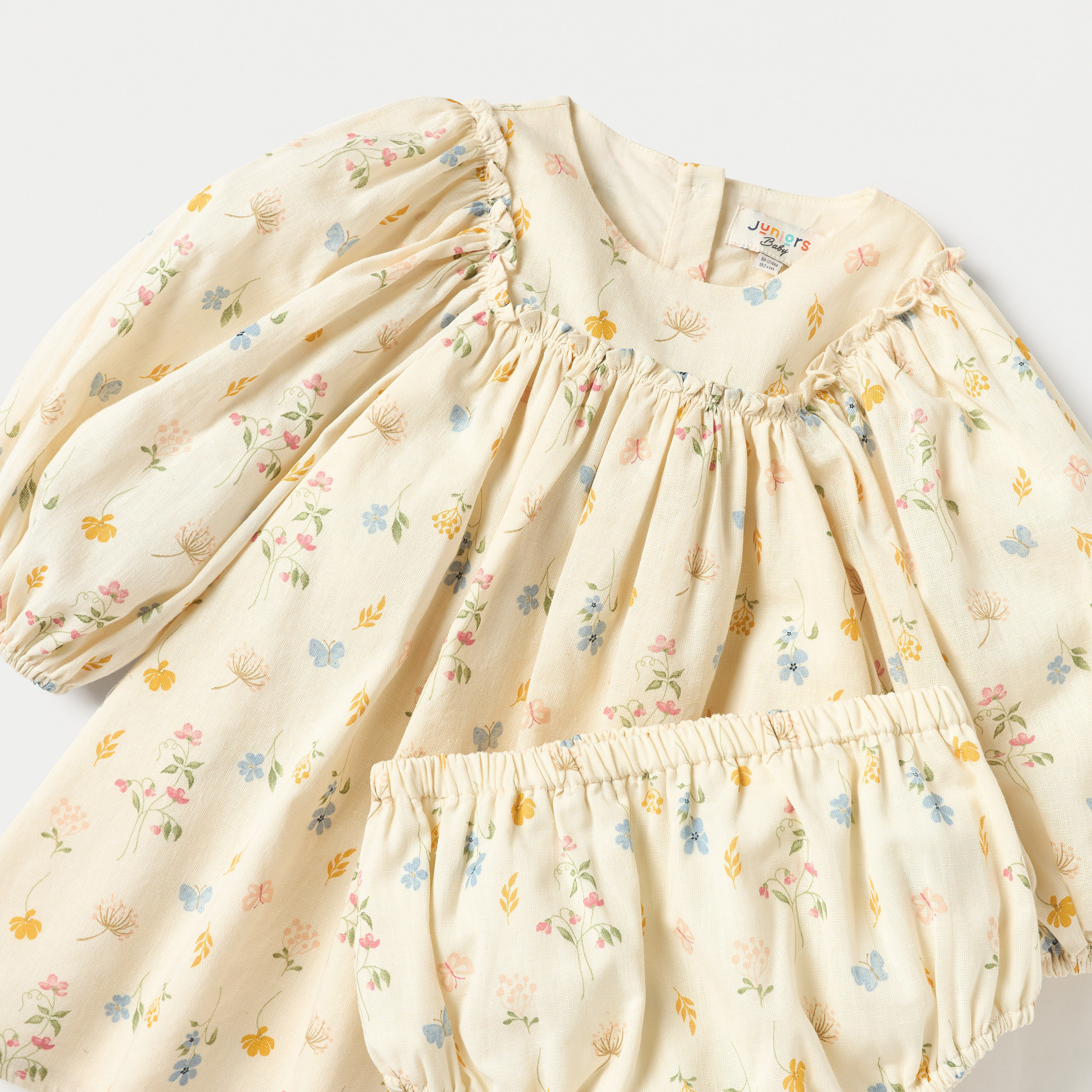 Juniors Floral Print Long Sleeves Empire Dress with Bloomers-baby-girls-clothing-dressesandjumpsuits-image-4