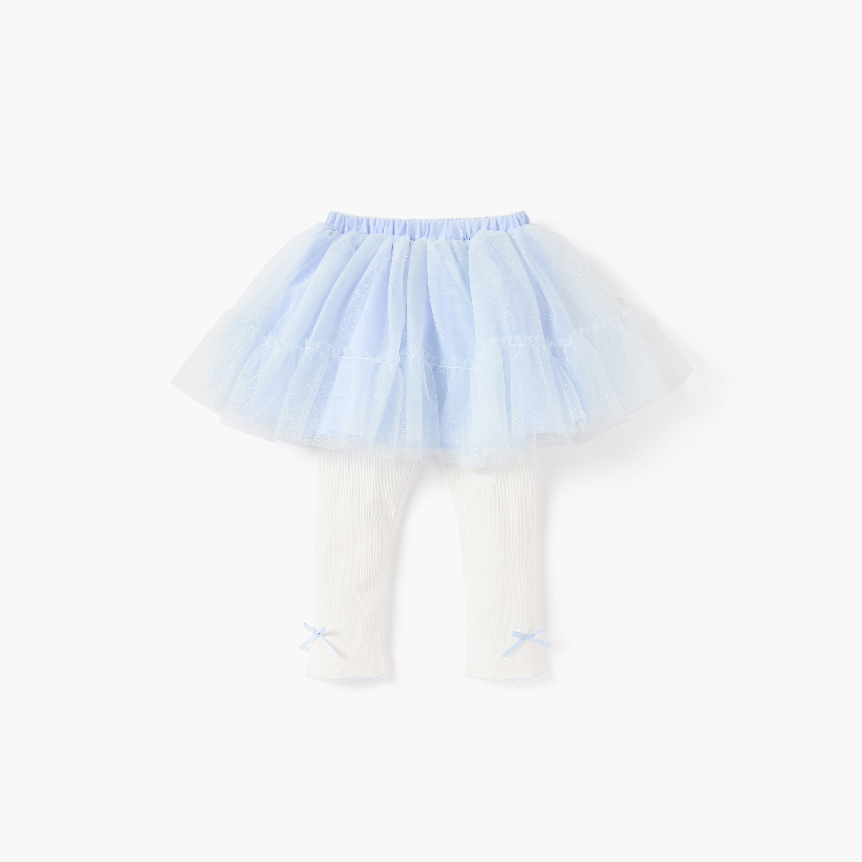 طقم بلوزة بتفاصيل فيونكة وتنورة مع جوارب طويلة من جونيورز-baby-girls-clothing-setsandcoords-image-5