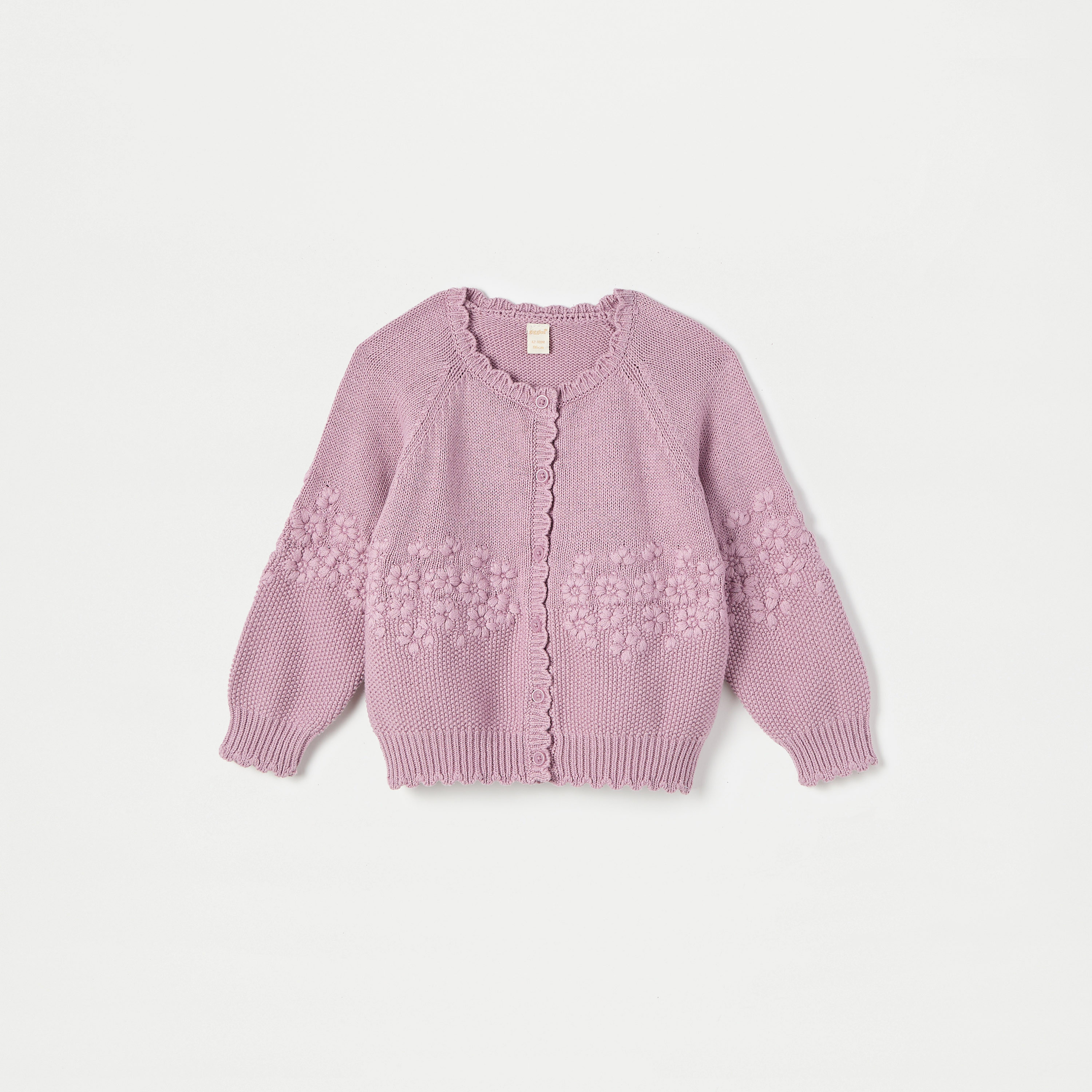 Giggles Floral Embroidered Long Sleeves Cardigan with Button Closure-baby-girls-clothing-jumpersandcardigans-image-1