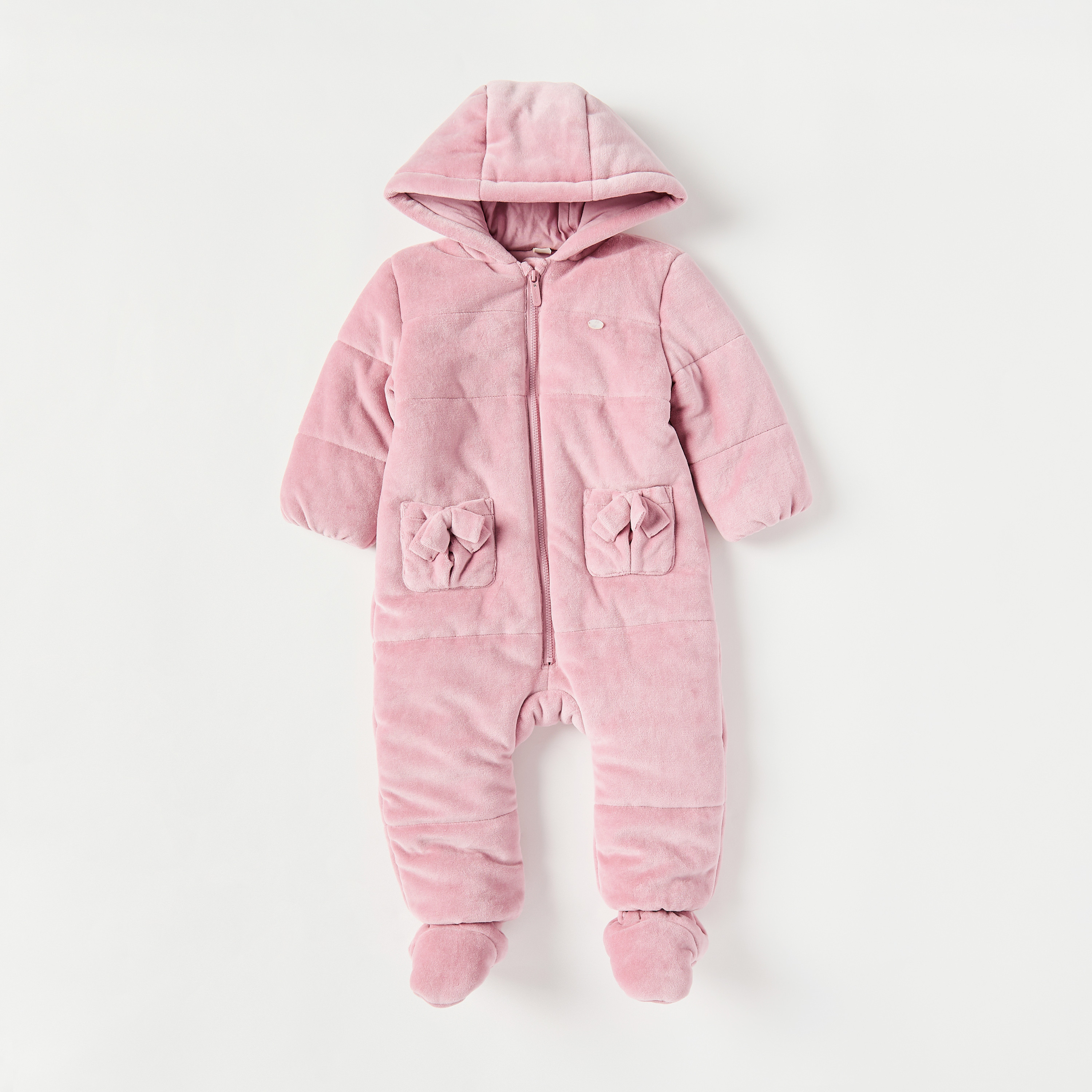 أفرول سادة بقبعة وأكمام طويلة وسحاب إغلاق من جيجلز-baby-girls-clothing-rompers-image-1