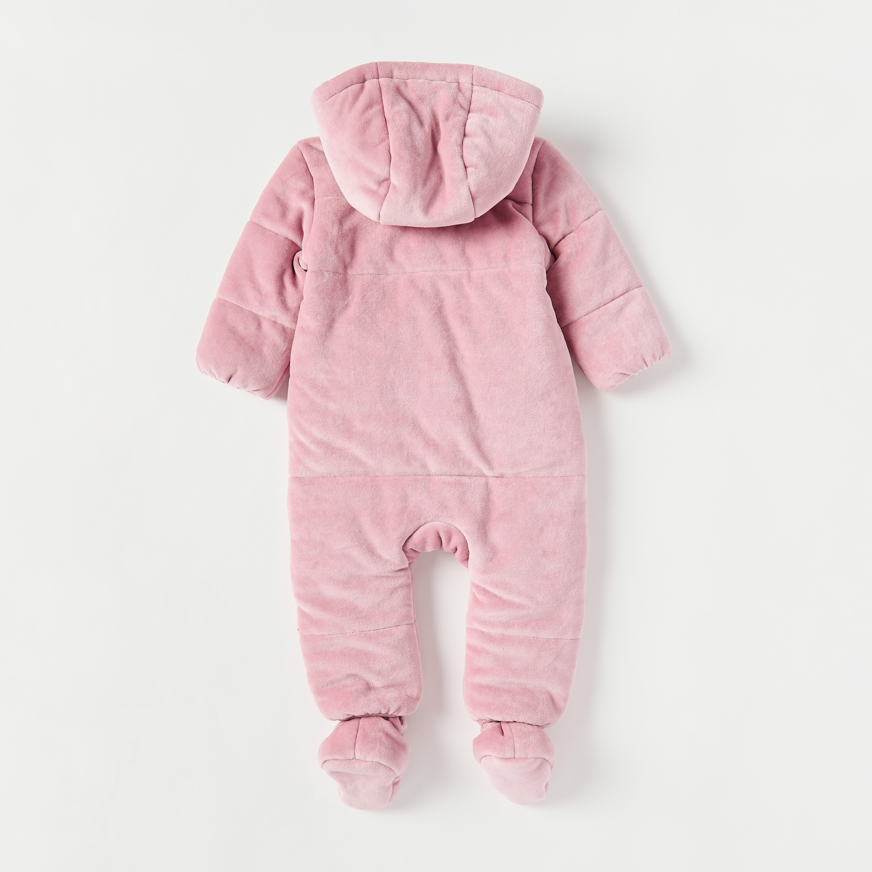 Giggles Solid Hooded Coverall with Long Sleeves and Zip Closure-baby-girls-clothing-rompers-image-4
