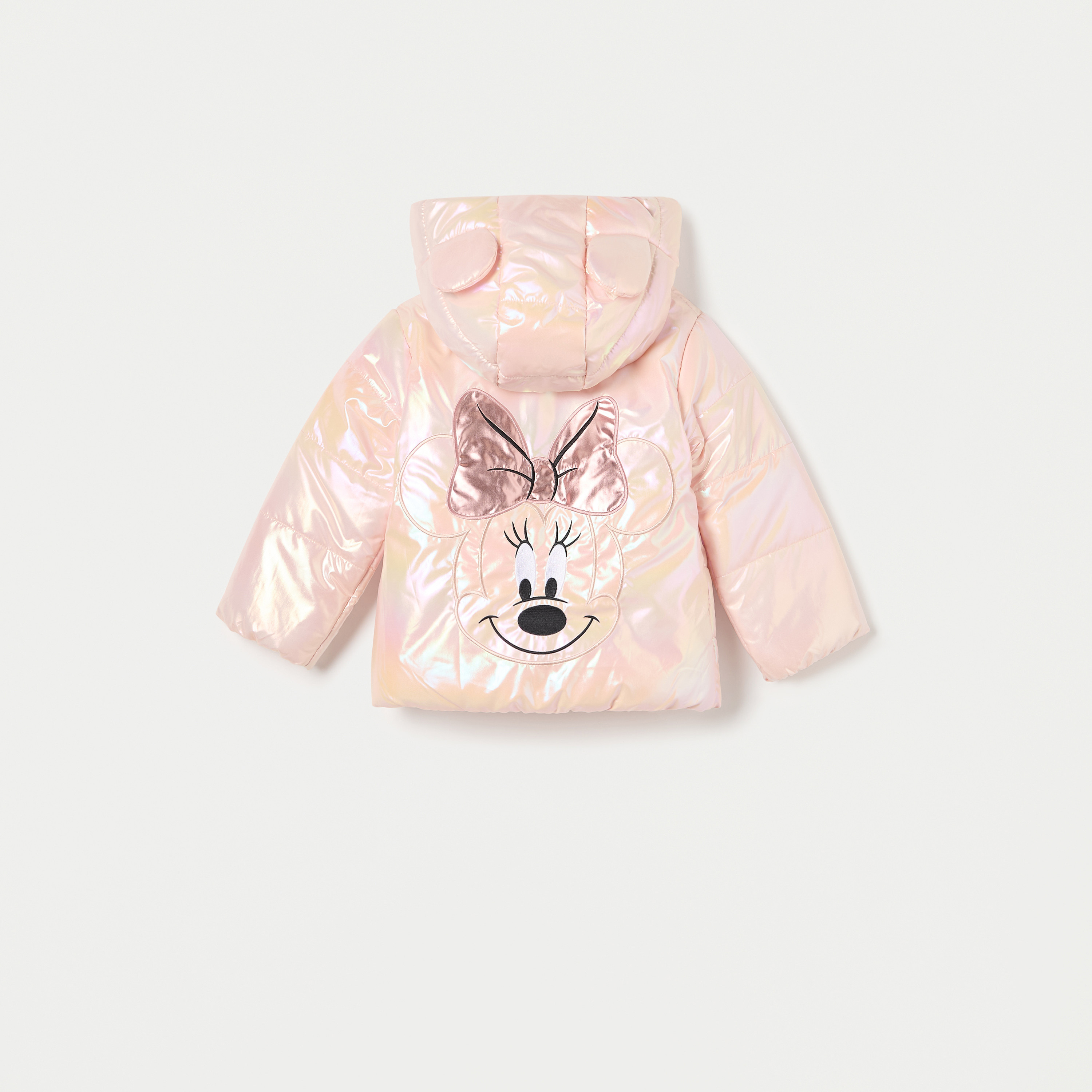 جاكيت مبطن بقبعة وسحاب إغلاق وزينة أذن وطبعات ميني ماوس من ديزني-baby-girls-clothing-winterwear-jacketsandcoats-image-2