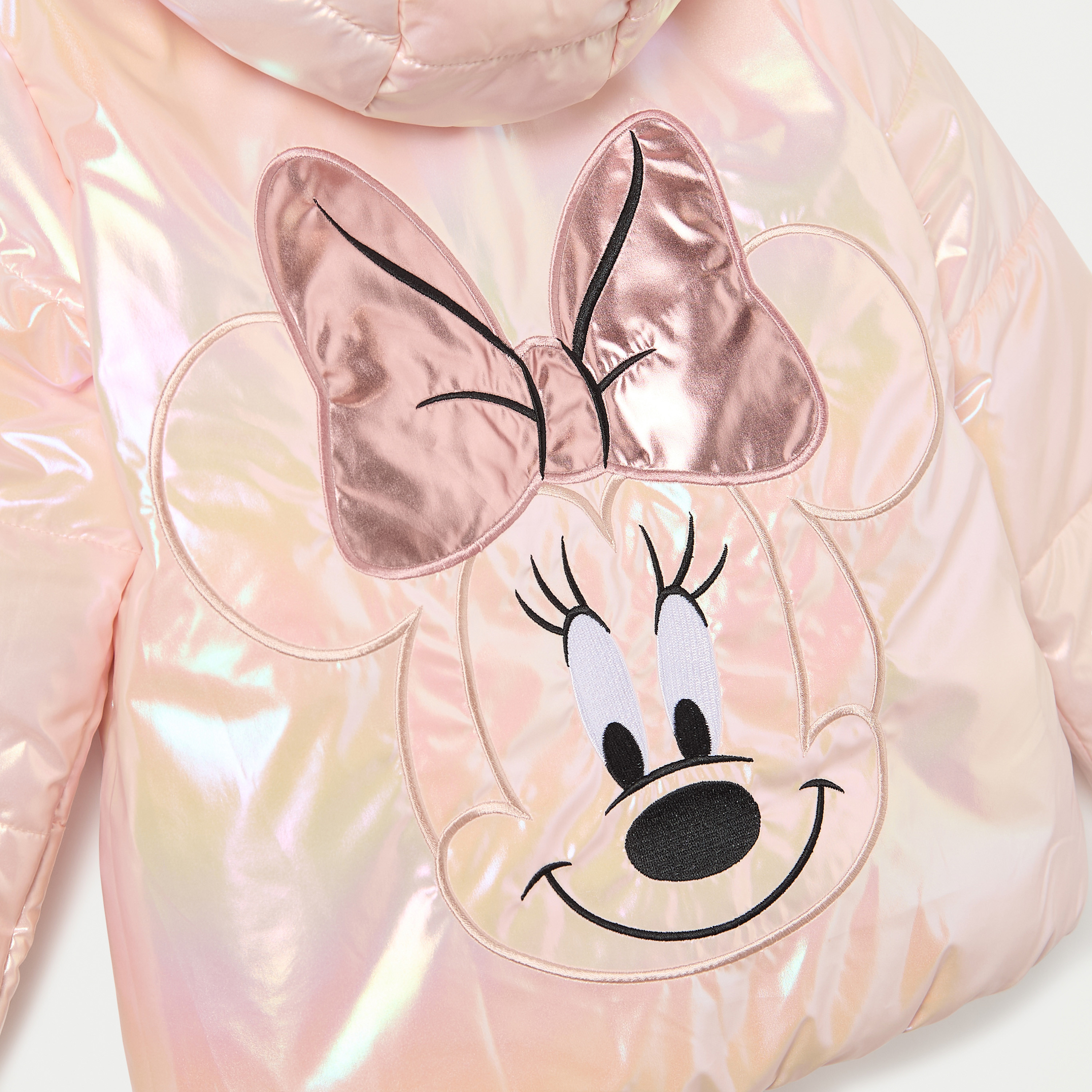 Disney Minnie Mouse Print Quilted Zip Through Hooded Jacket with Ear Applique-baby-girls-clothing-winterwear-jacketsandcoats-image-5