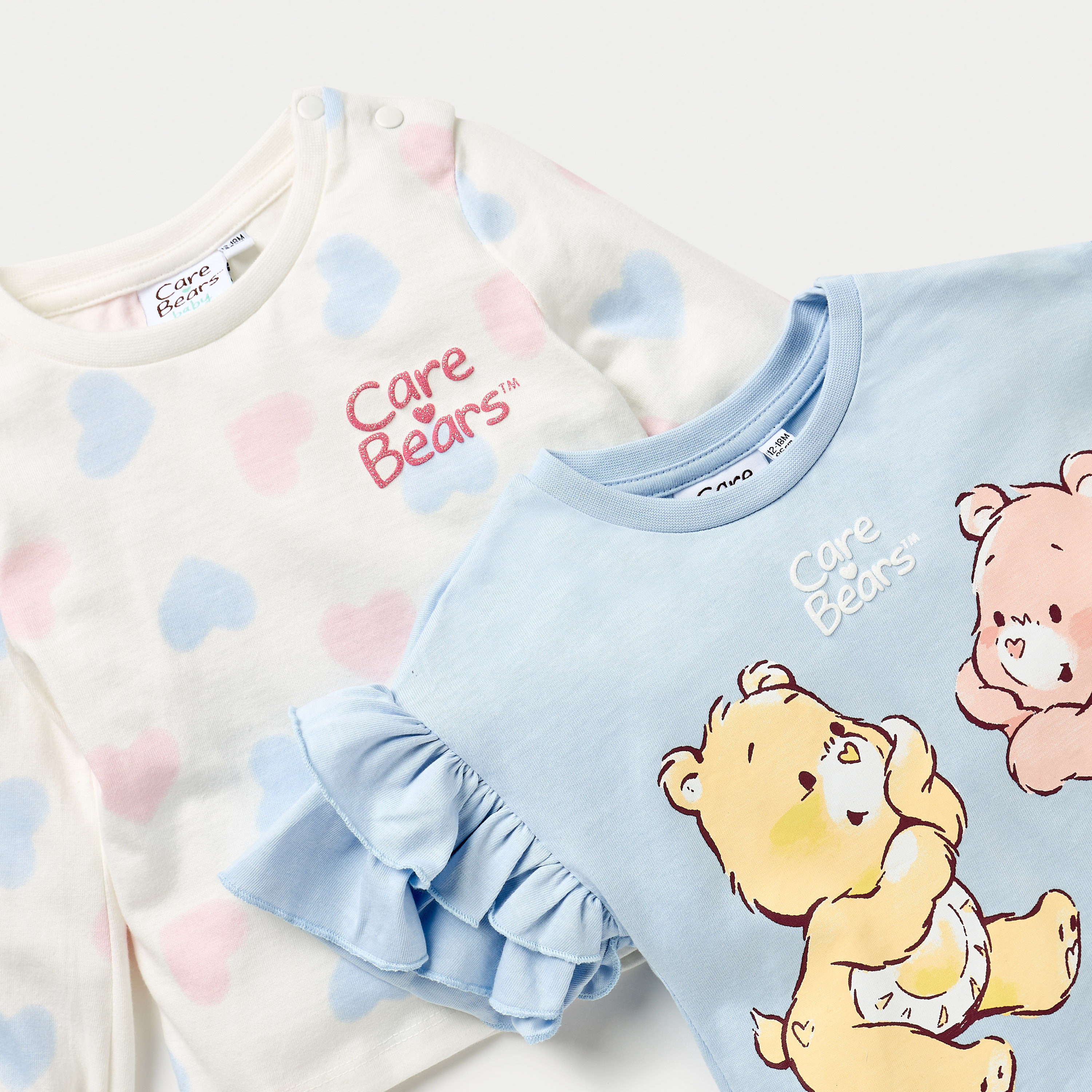 Cloud Co Care Bears Print T-shirt with Crew Neck - Set of 2-baby-girls-clothing-tshirts-image-4