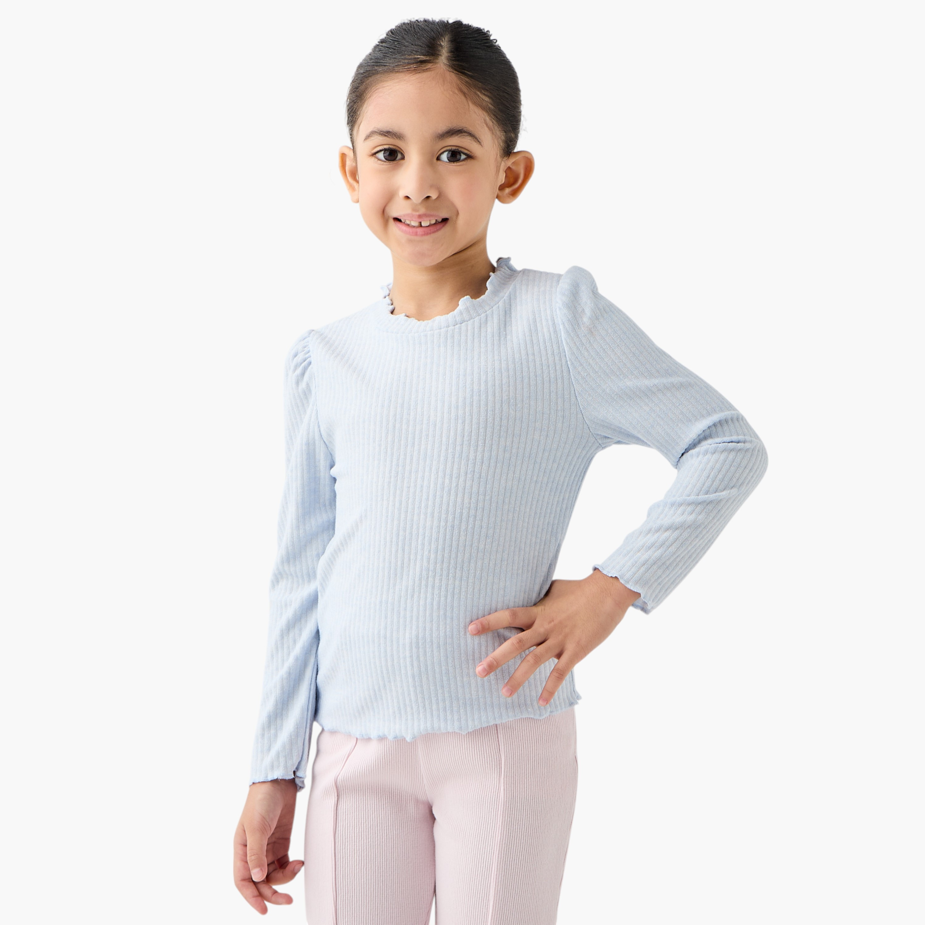 Juniors Ribbed T-shirt with Long Sleeves - Set of 2-girls-clothing-tshirts-image-2