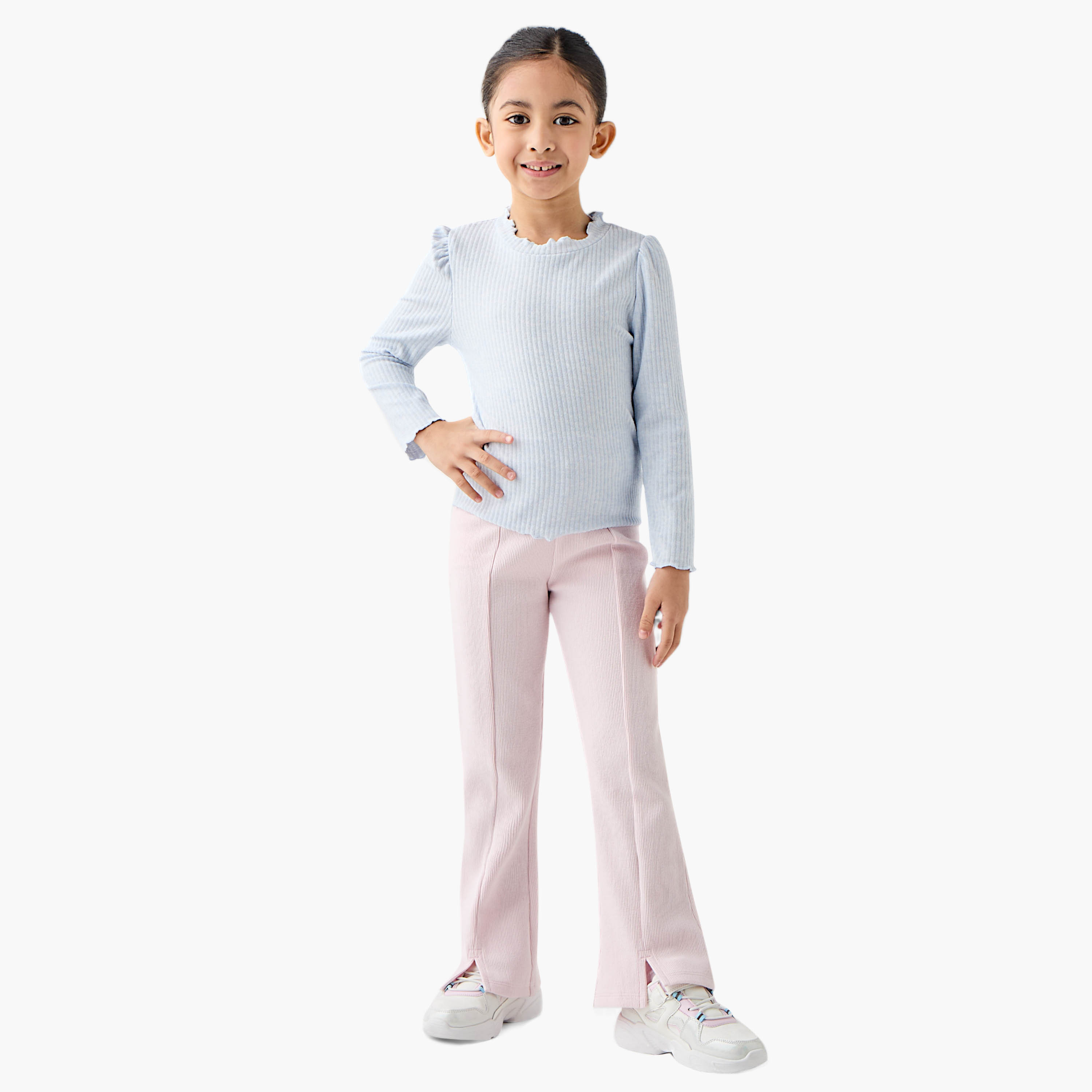 Juniors Ribbed T-shirt with Long Sleeves - Set of 2-girls-clothing-tshirts-image-3