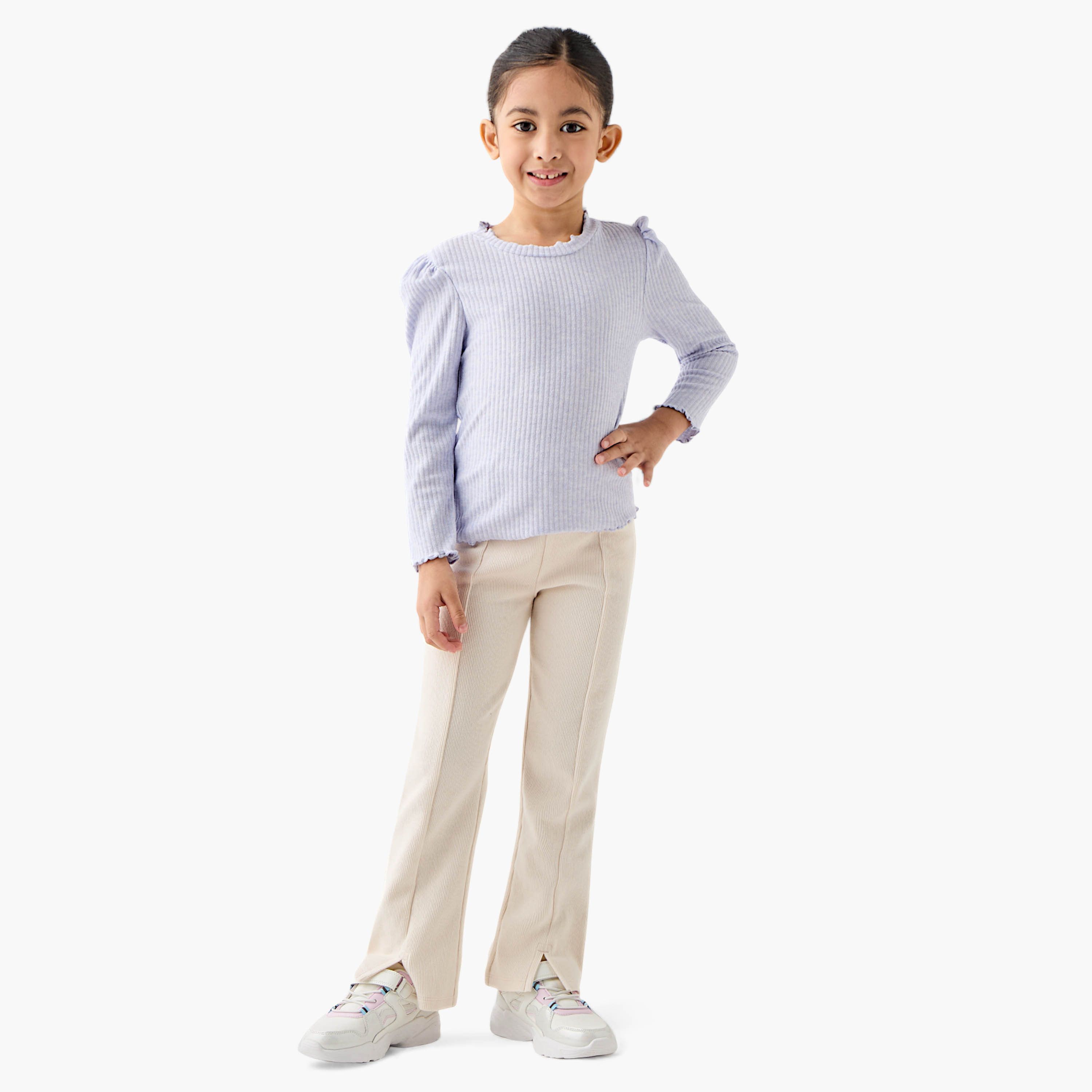 Juniors Ribbed T-shirt with Long Sleeves - Set of 2-girls-clothing-tshirts-image-3