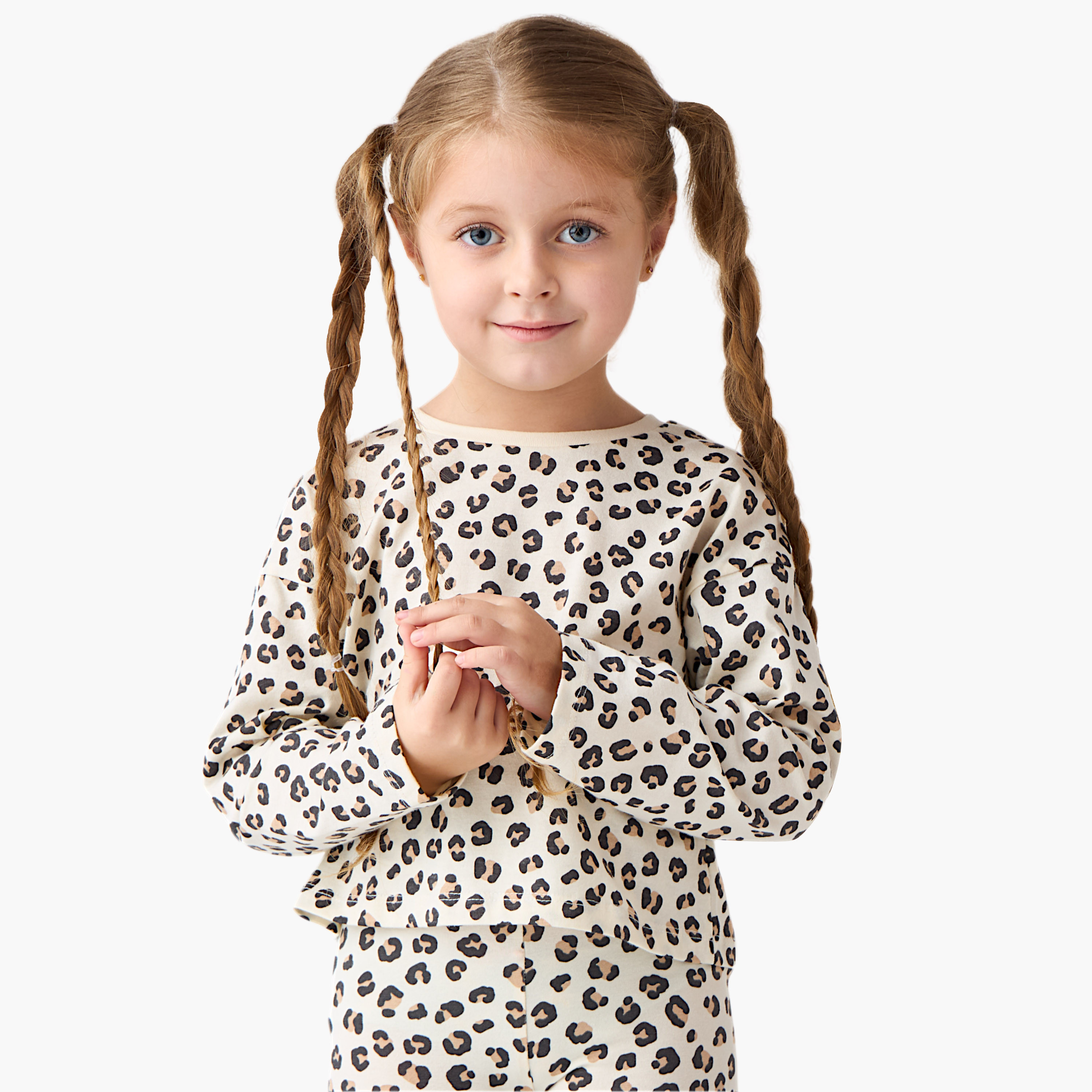 Juniors Printed T-shirt with Crew Neck and Long Sleeves - Set of 2-girls-clothing-tshirts-image-2