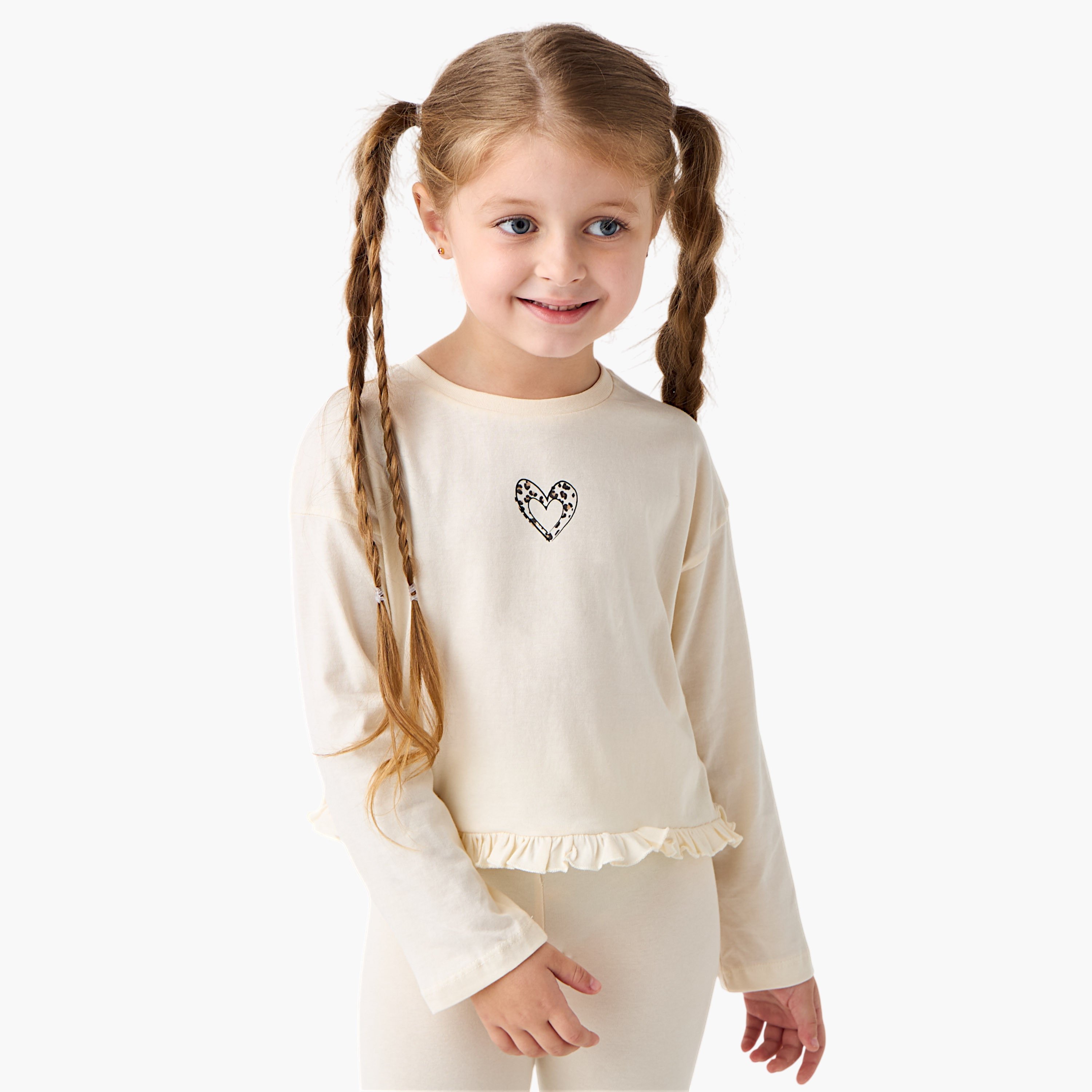 Juniors Printed T-shirt with Crew Neck and Long Sleeves - Set of 2-girls-clothing-tshirts-image-6