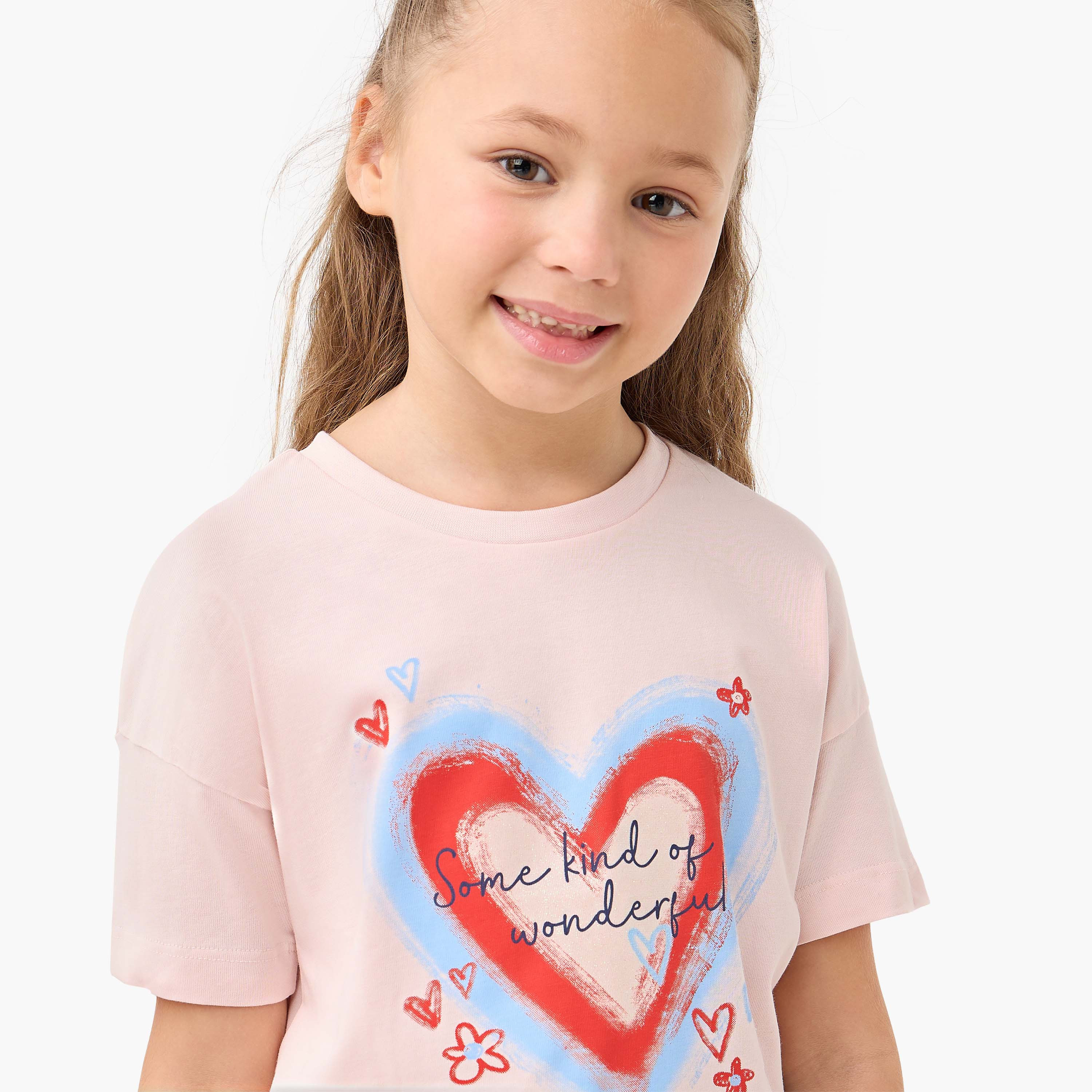 Juniors Crew Neck Short Sleeves T-shirt with Slogan Print-girls-clothing-tshirts-image-4