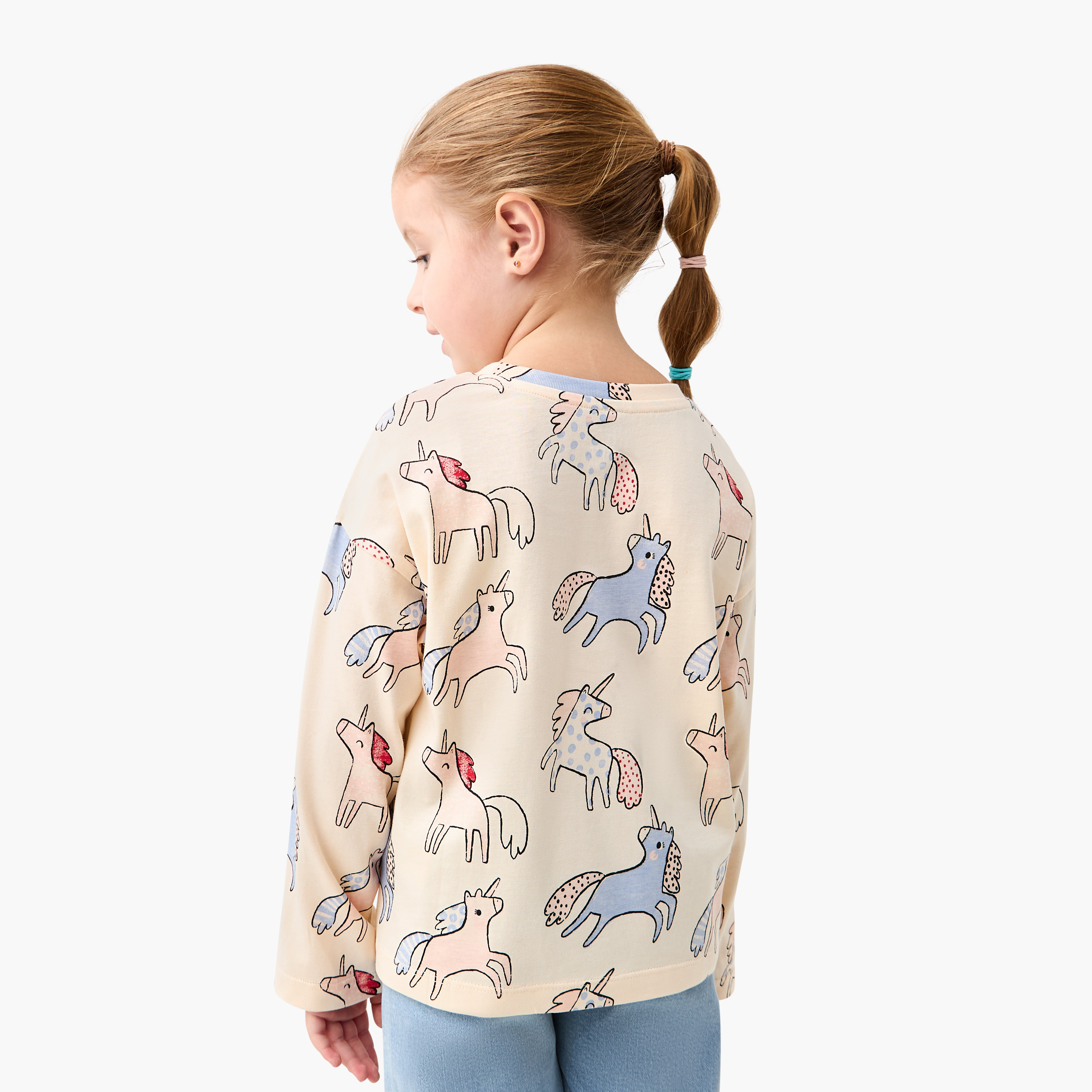 تيشيرت بياقة ضيقة وأكمام قصيرة وطبعات يونيكورن من جونيورز-girls-clothing-tshirts-image-3