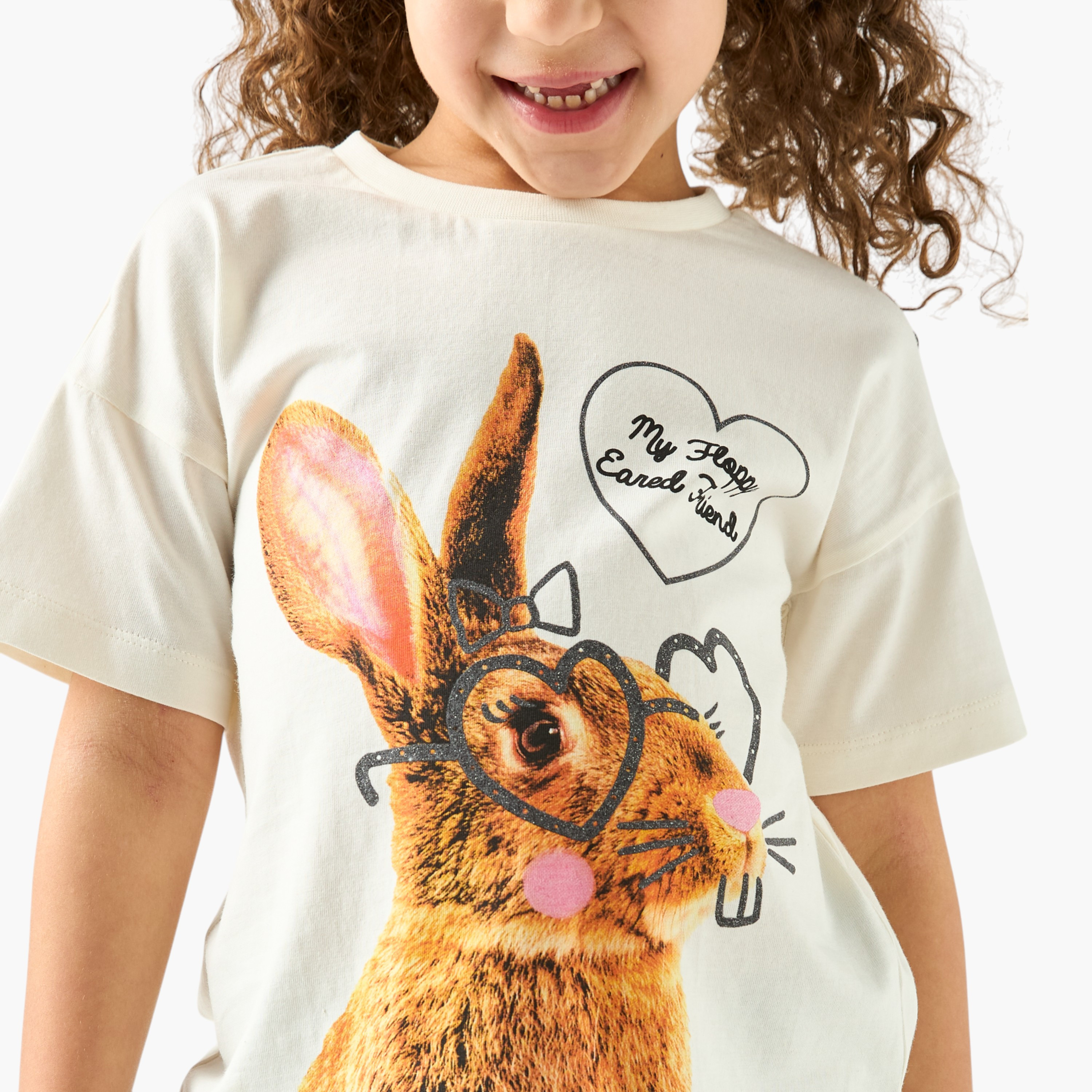 تيشيرت بطبعات جرافيك وياقة ضيقة وأكمام قصيرة من جونيورز-girls-clothing-tshirts-image-4