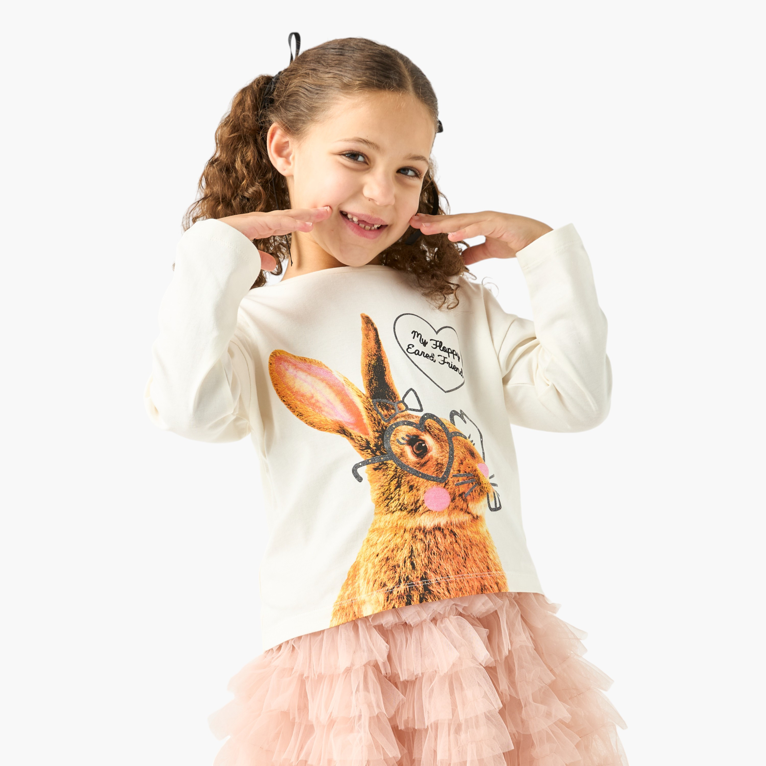 Juniors Graphic Print T-shirt with Long Sleeves-girls-clothing-tshirts-image-1
